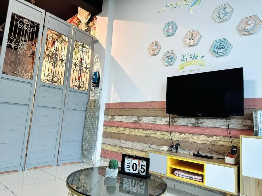 TV and multimedia in Unicorn Fairy Theme 2BR Airport Suite# Straits Intl# Pantai Hospt