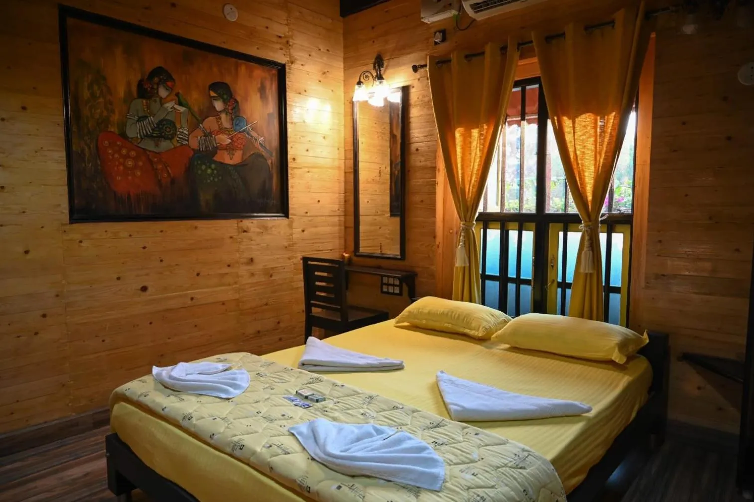 Bed in Mudra beach villa Gokarna