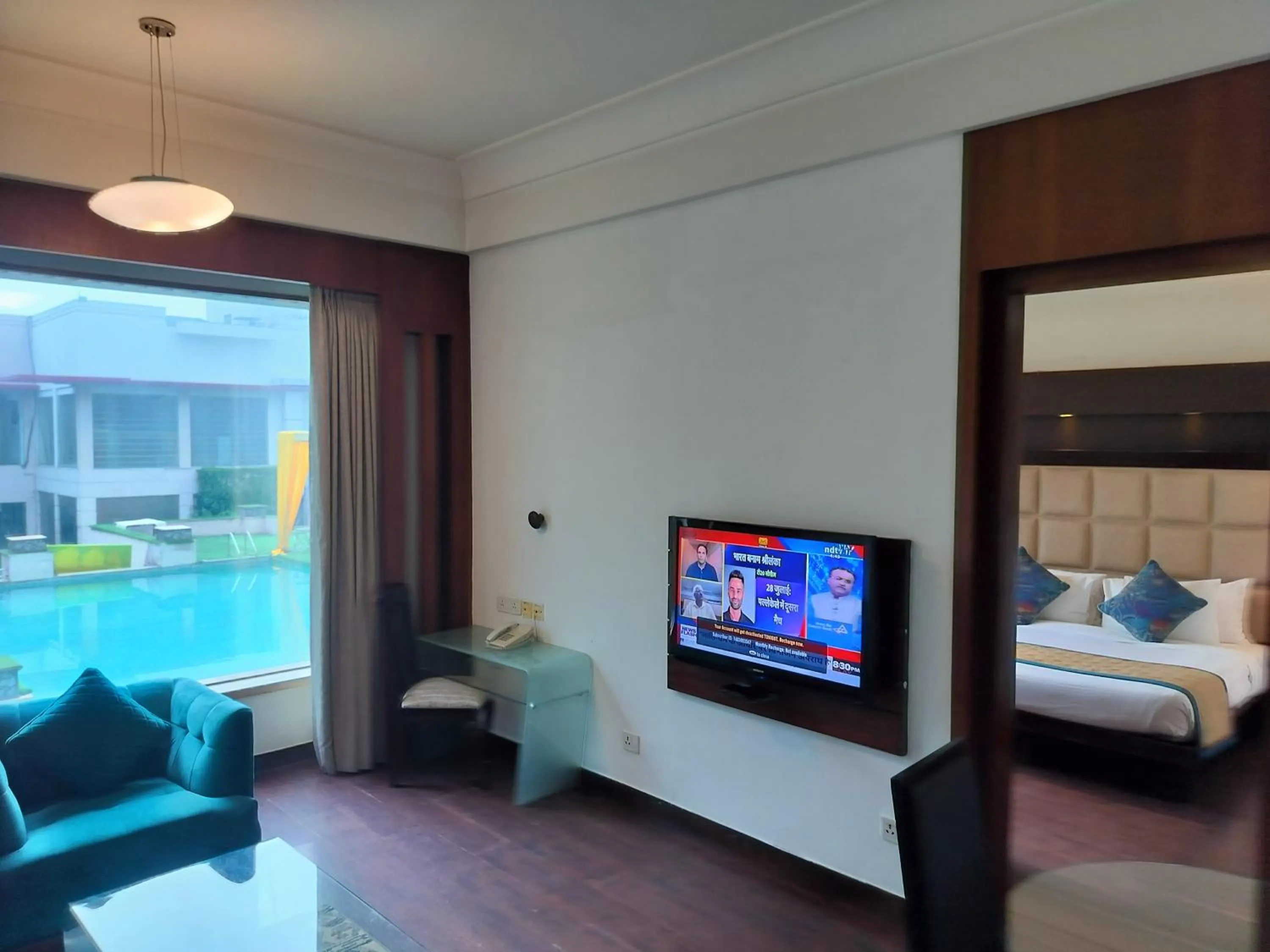 View (from property/room), Bed in Bel-La Monde Hotel NH8 at 6km from IGI Airport Delhi