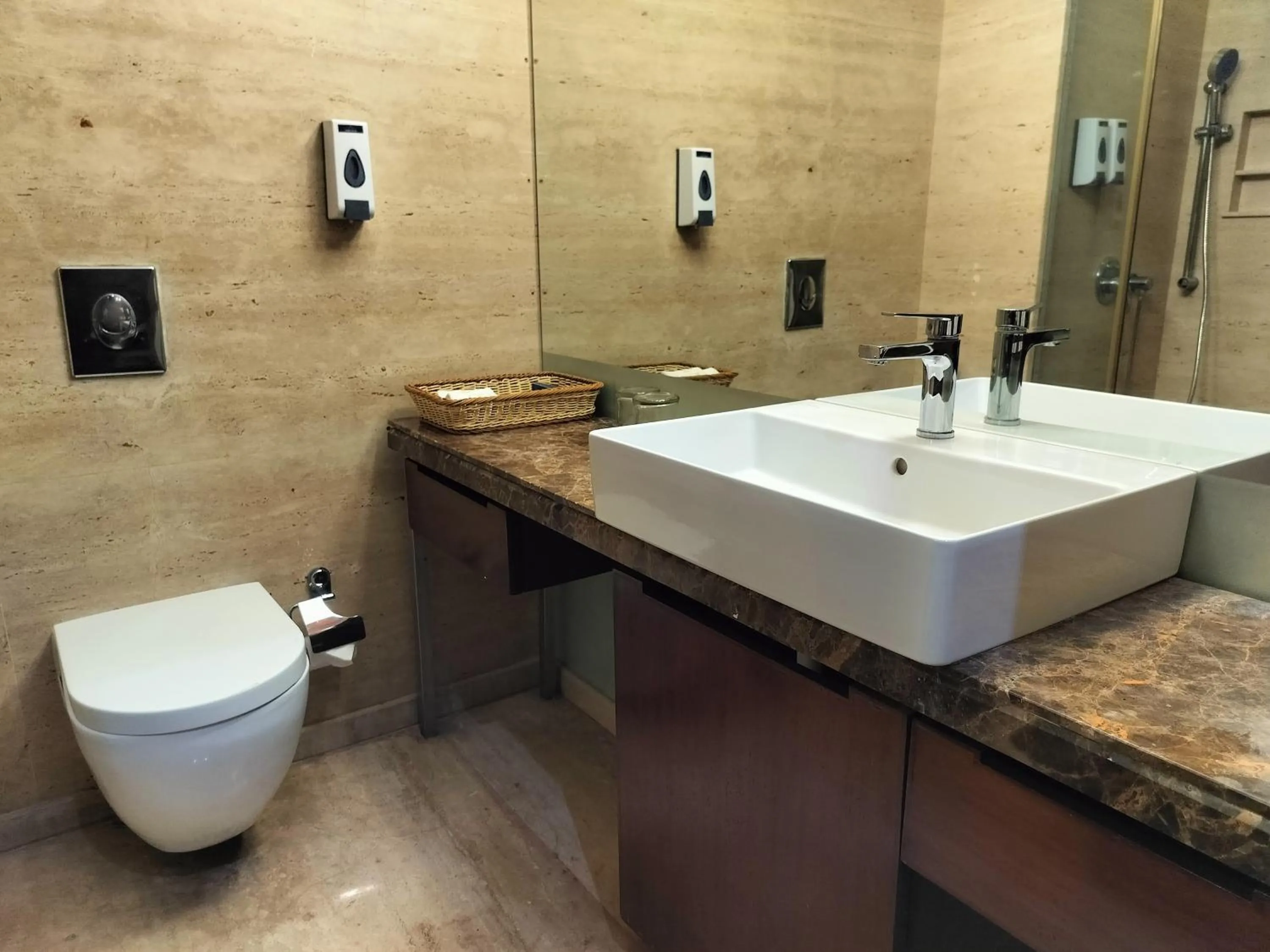 Bathroom in Bel-La Monde Hotel NH8 at 6km from IGI Airport Delhi