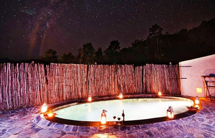 Swimming pool in Paatlidun Safari Lodge, Jim Corbett