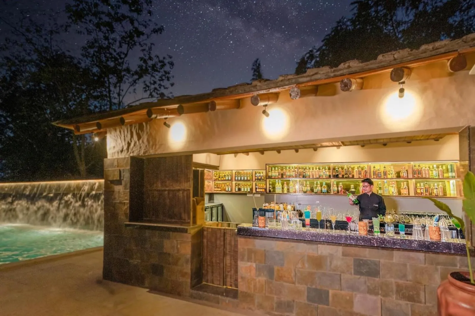 Lounge or bar in Paatlidun Safari Lodge, Jim Corbett