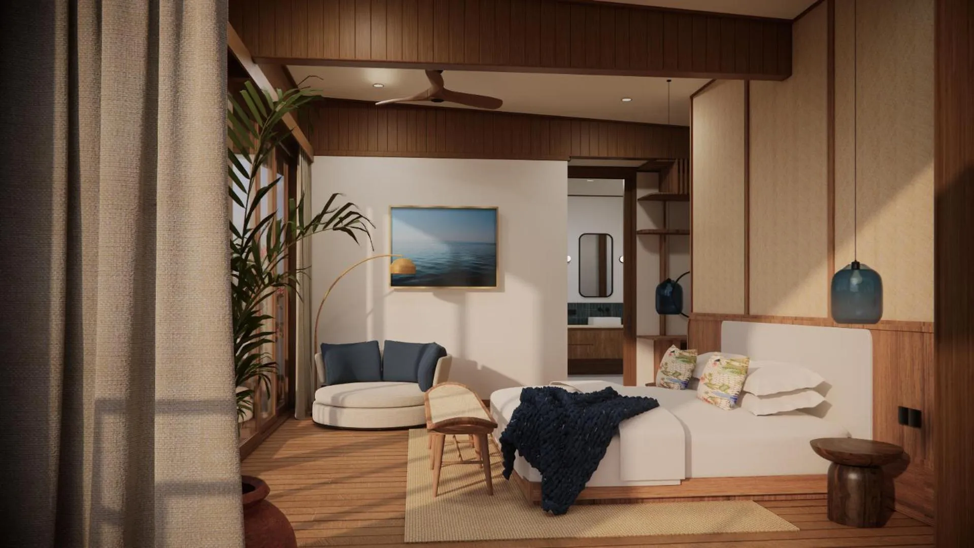 Bedroom, Bed in Ocean View Villas by Grün