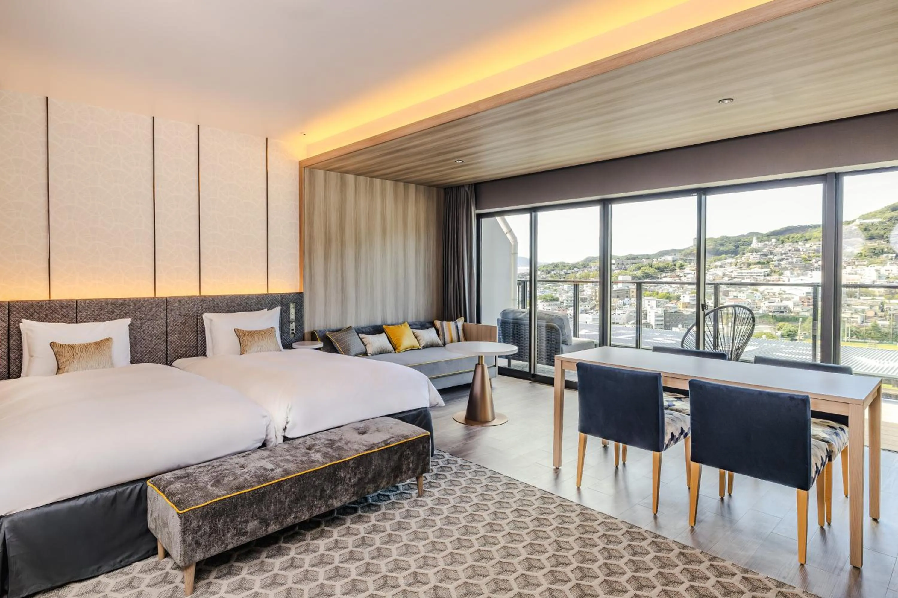 Living room, Bed in Stadium City Hotel Nagasaki