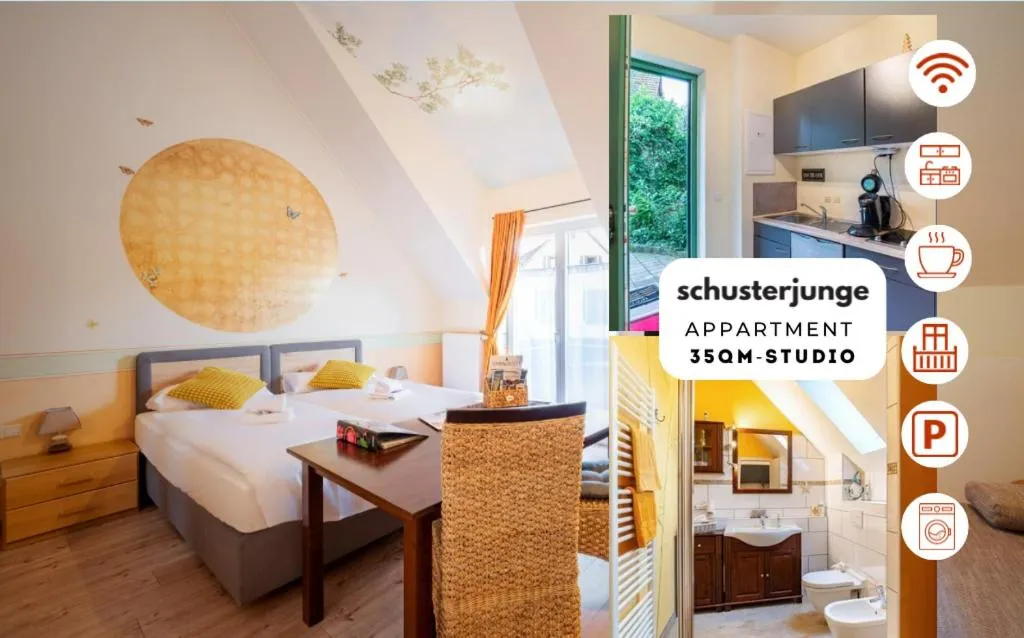 Bed in SCHUSTERjunge Aparthotel I Zentral I Studio Apartments I Küche & Bad I Parkplatz