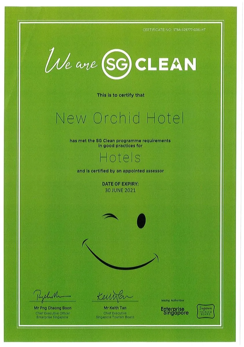 Certificate/Award in New Orchid Hotel