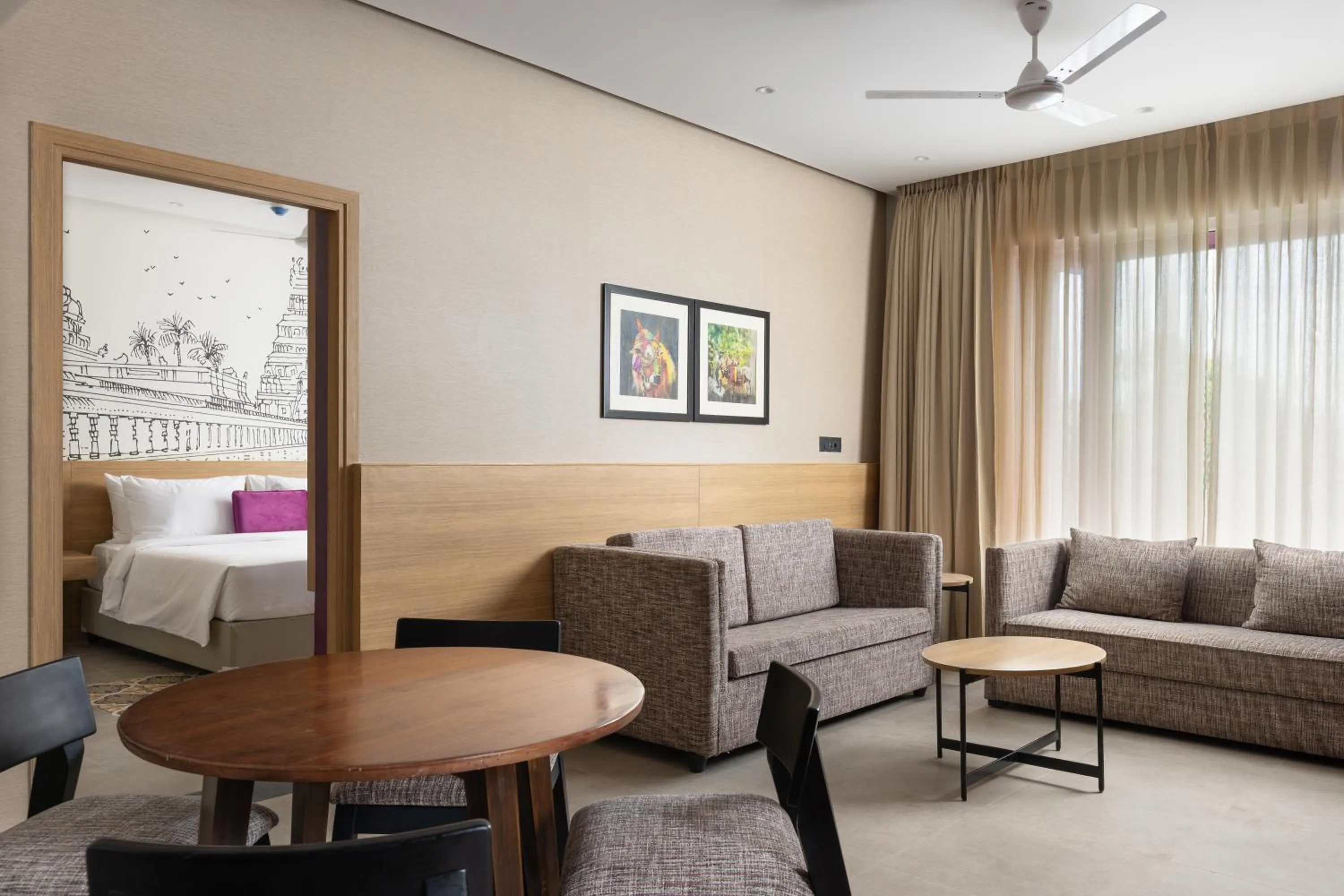 Living room, Bed in Lilac Kumbakonam