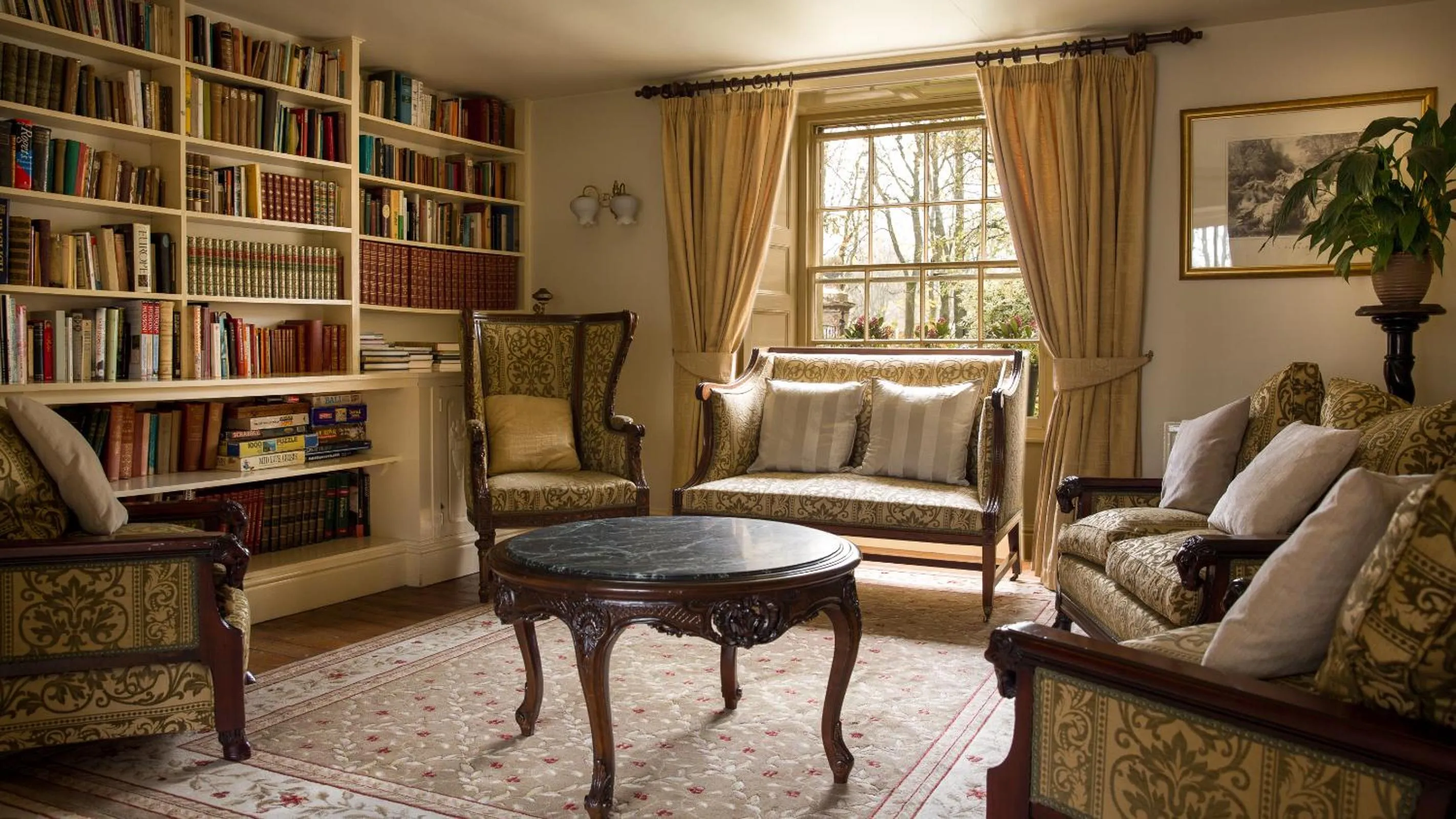 Library in Biggin Hall Country House Hotel