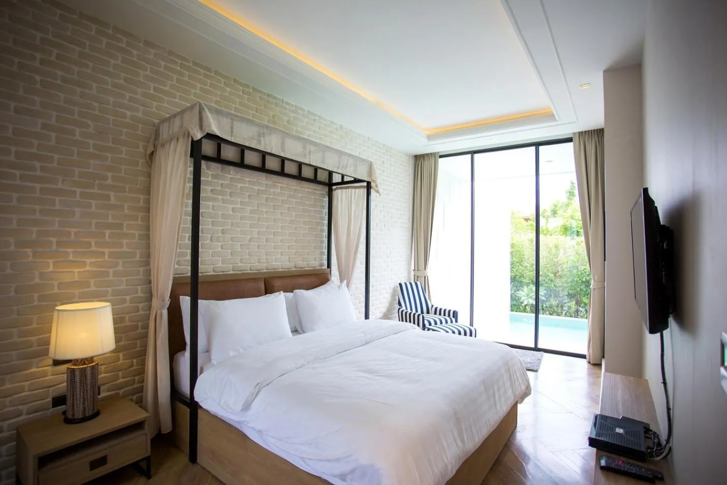 Bed in The Private Pool Villas at Civilai Hill Khao Yai