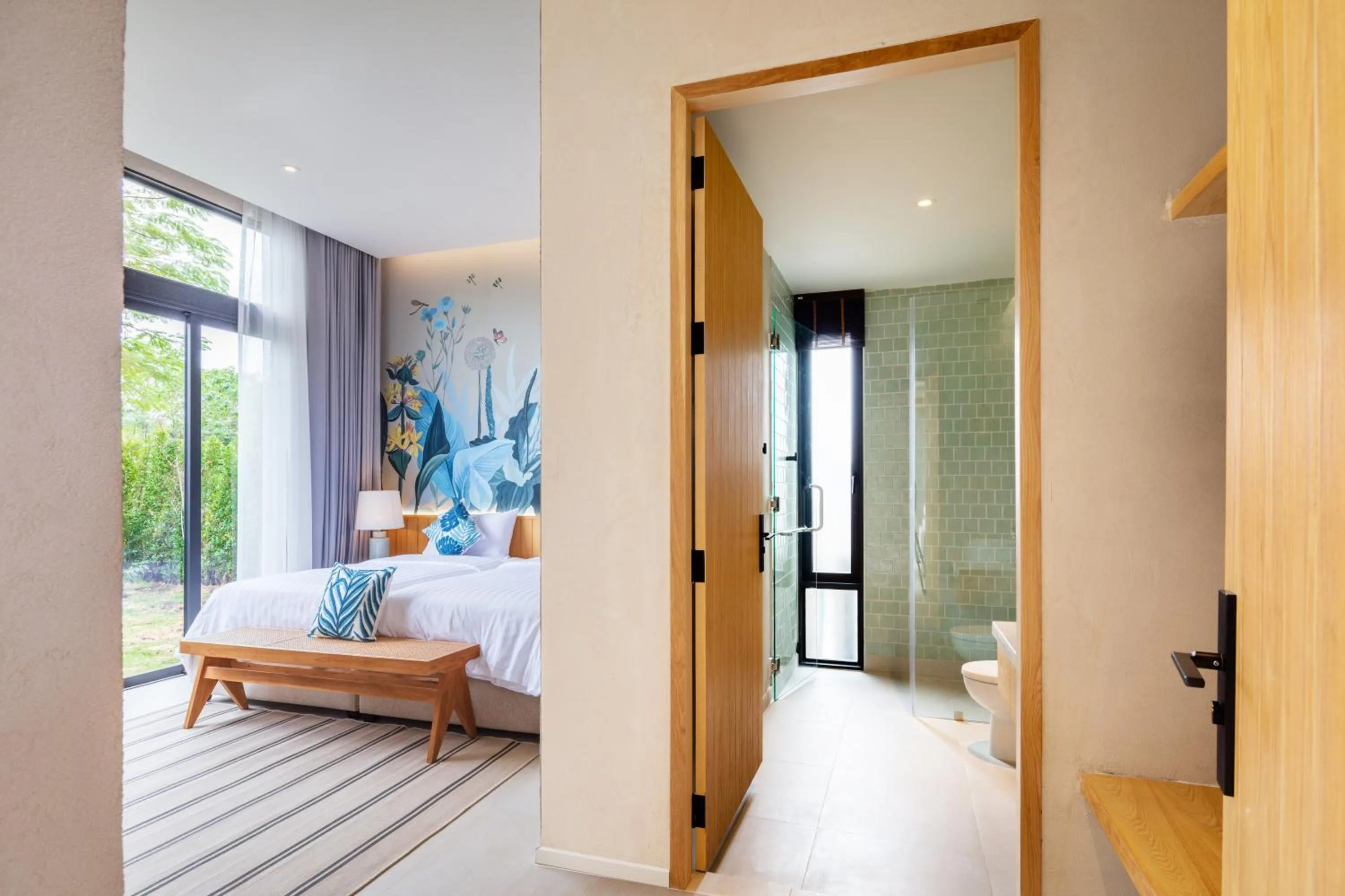Bathroom, Bed in The Private Pool Villas at Civilai Hill Khao Yai