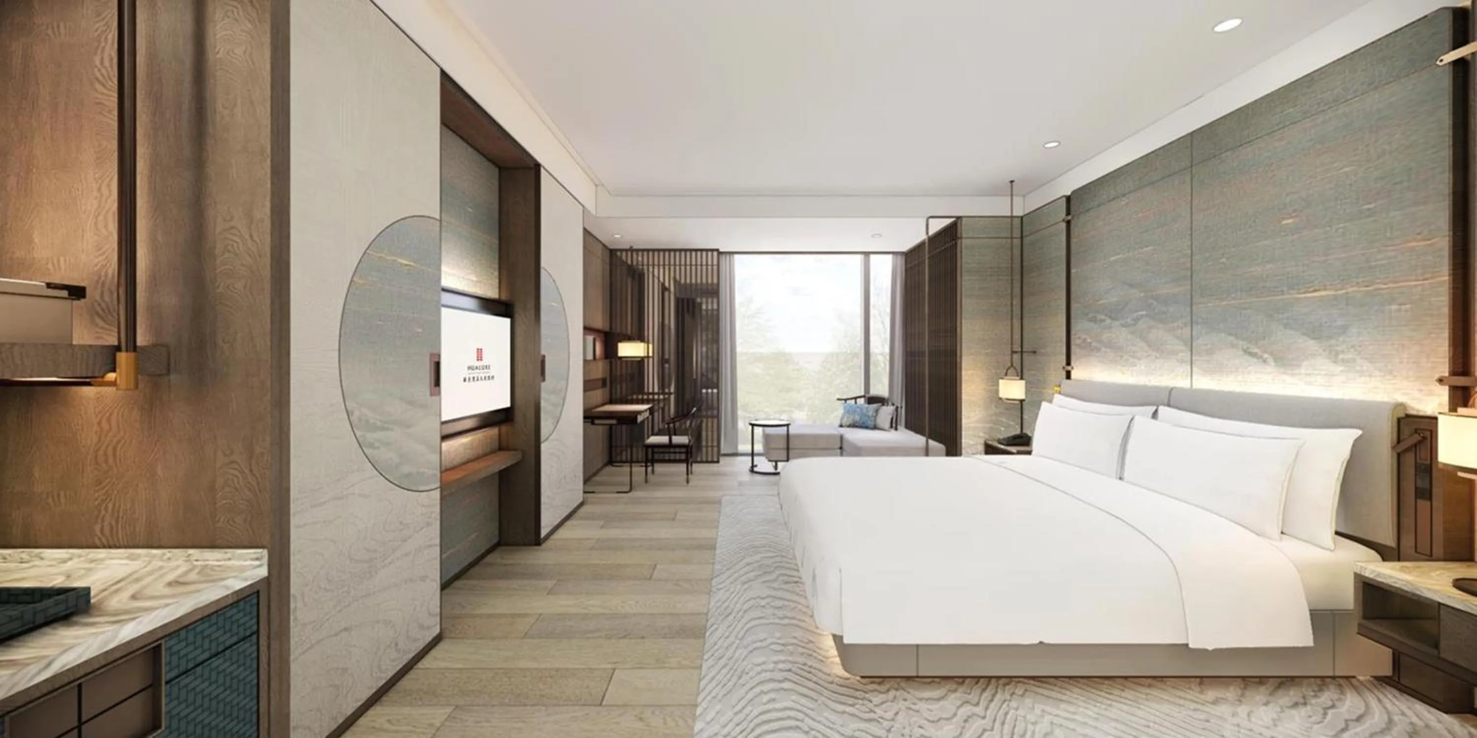 Photo of the whole room, Bed in HUALUXE Hotels and Resorts Haining