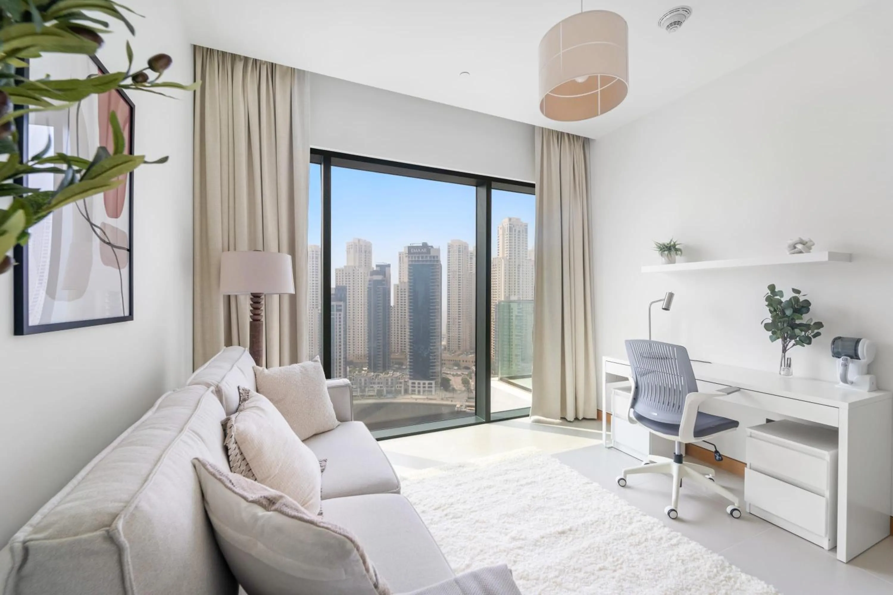 Living room in Silkhaus Chic 1BDR with 1 Study Room in Dubai Marina