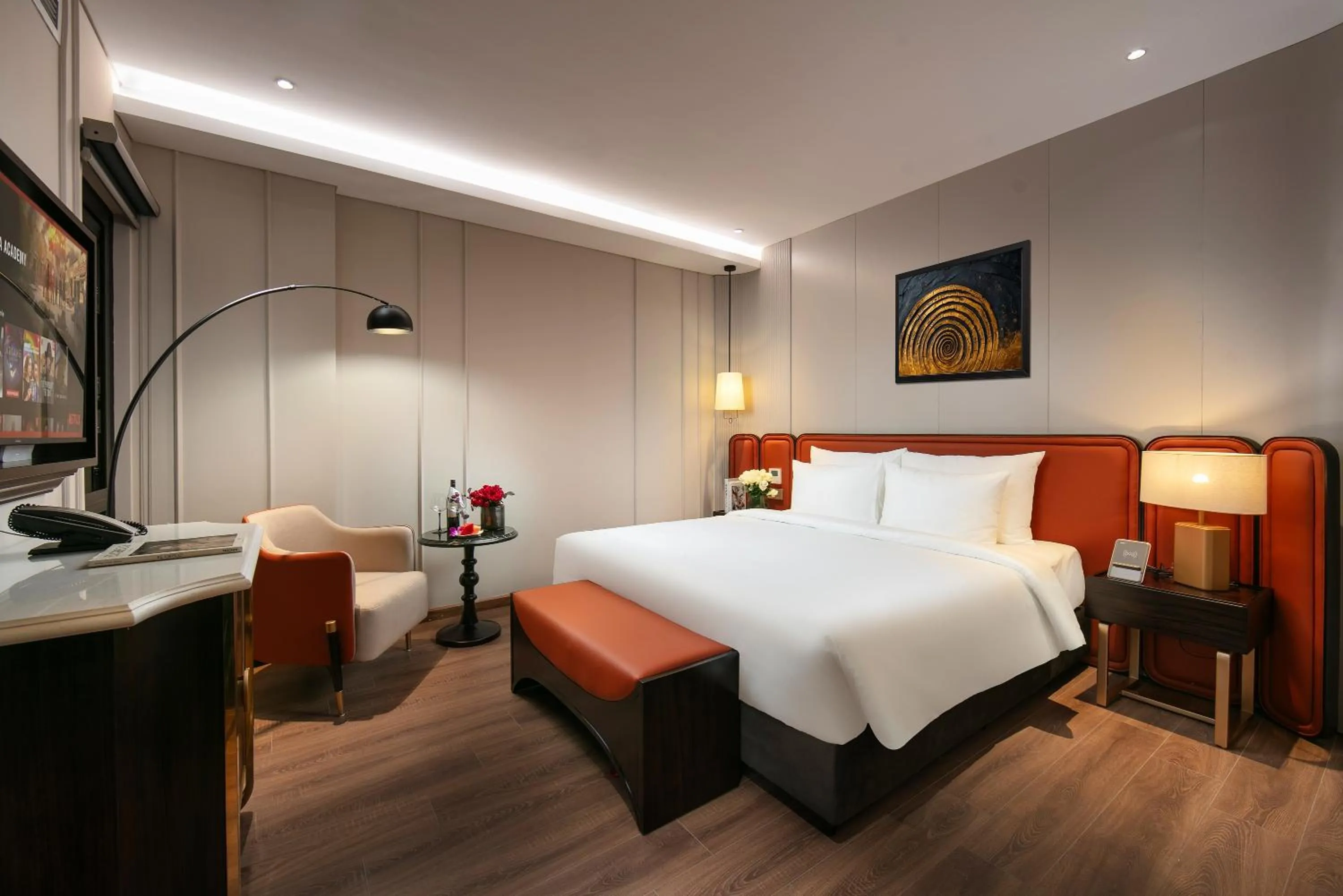 Bed in Le Premier Hotel & Rooftop Bar