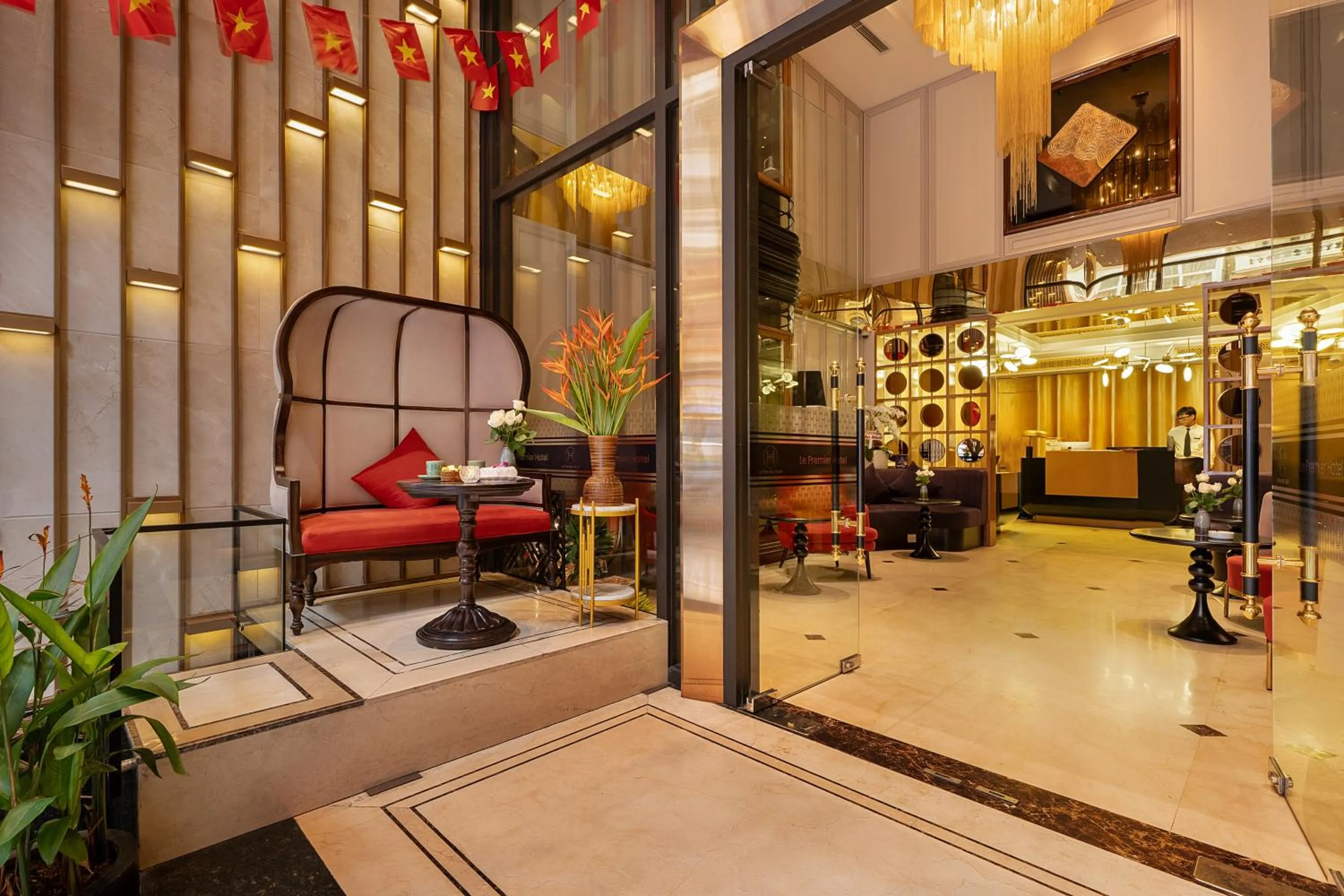 Seating area in Le Premier Hotel & Rooftop Bar