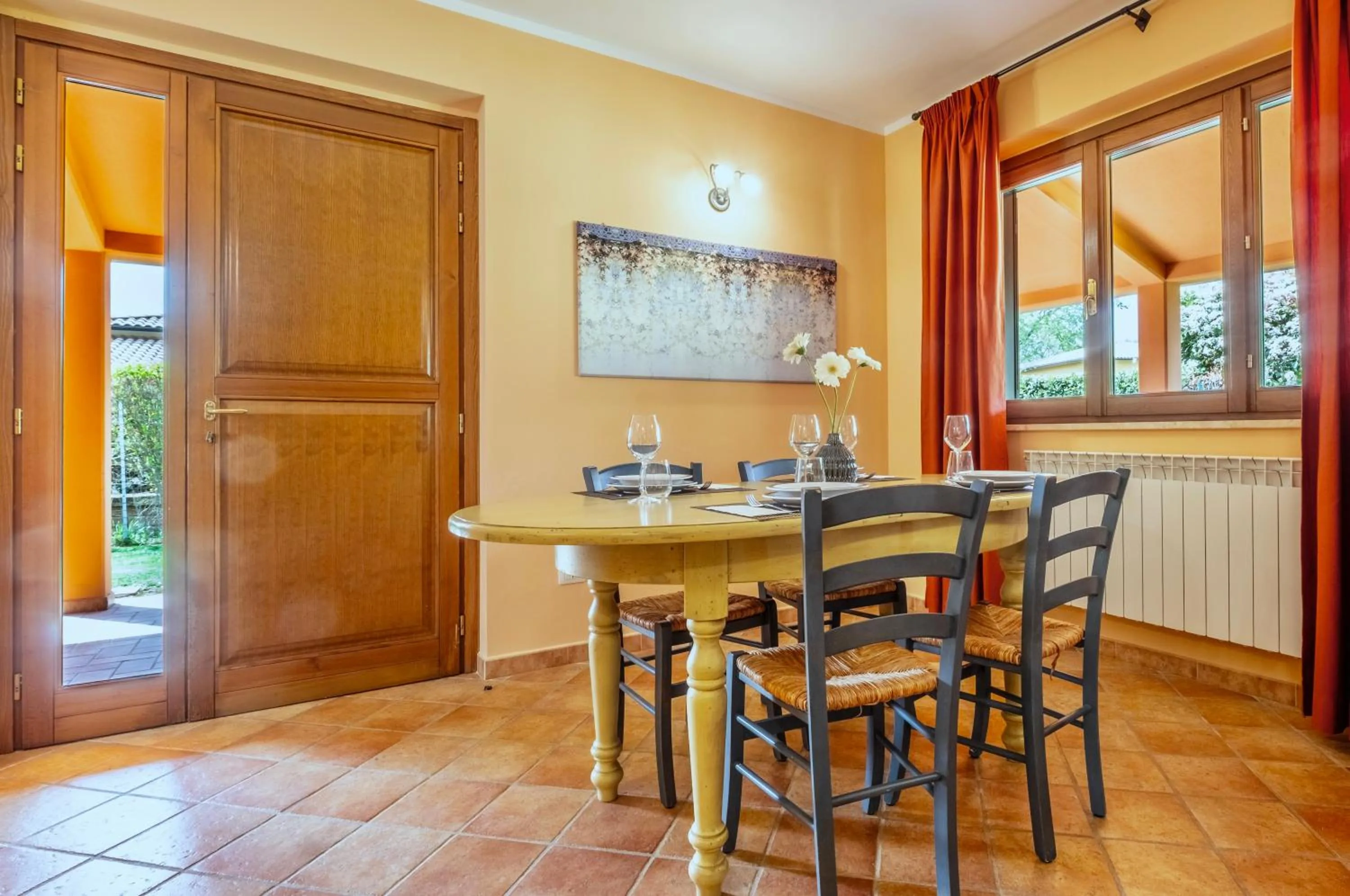 Living room in Residence with swimming-pool and thermal pools in Sorano