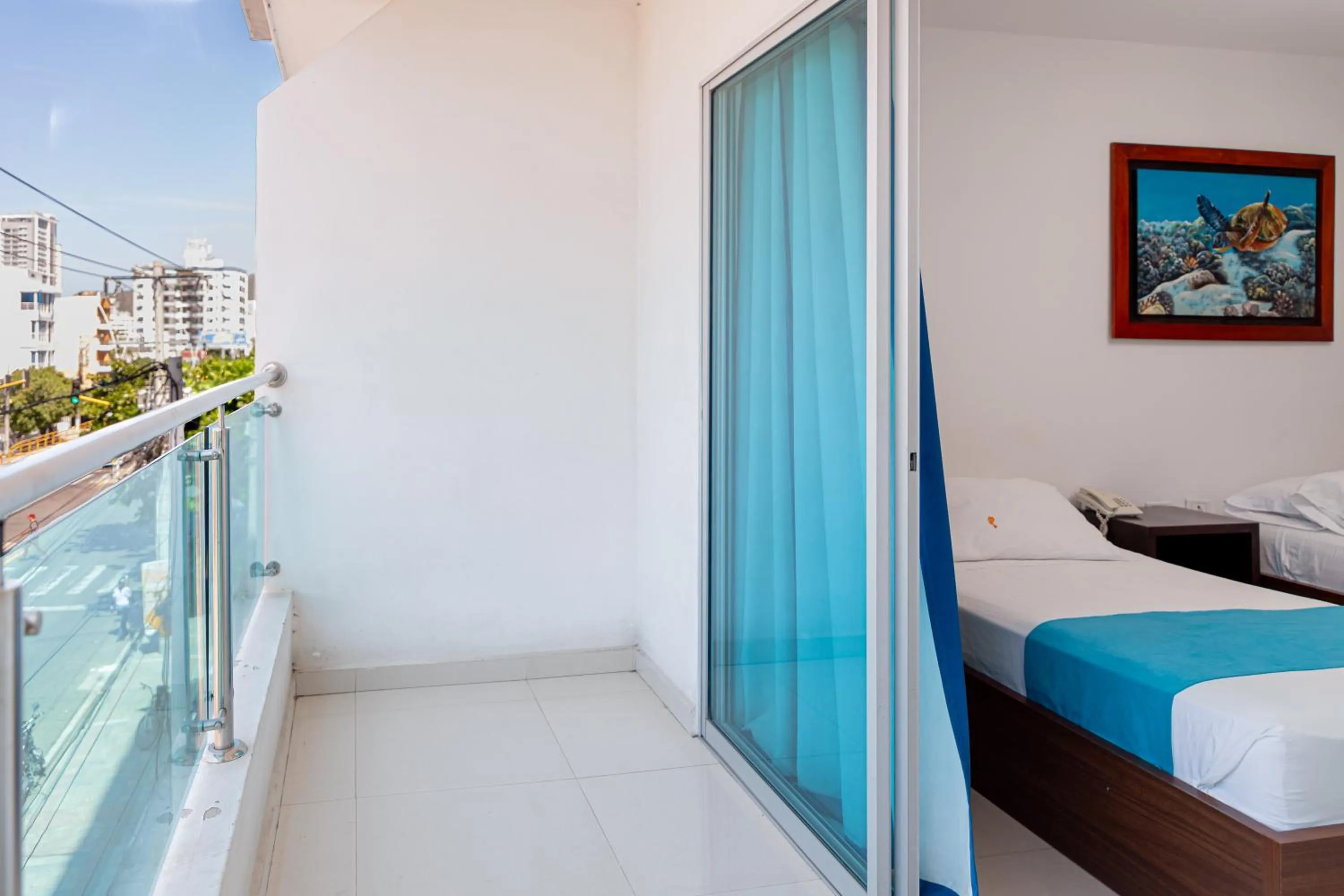 View (from property/room), Bed in Hotel Aguamarina