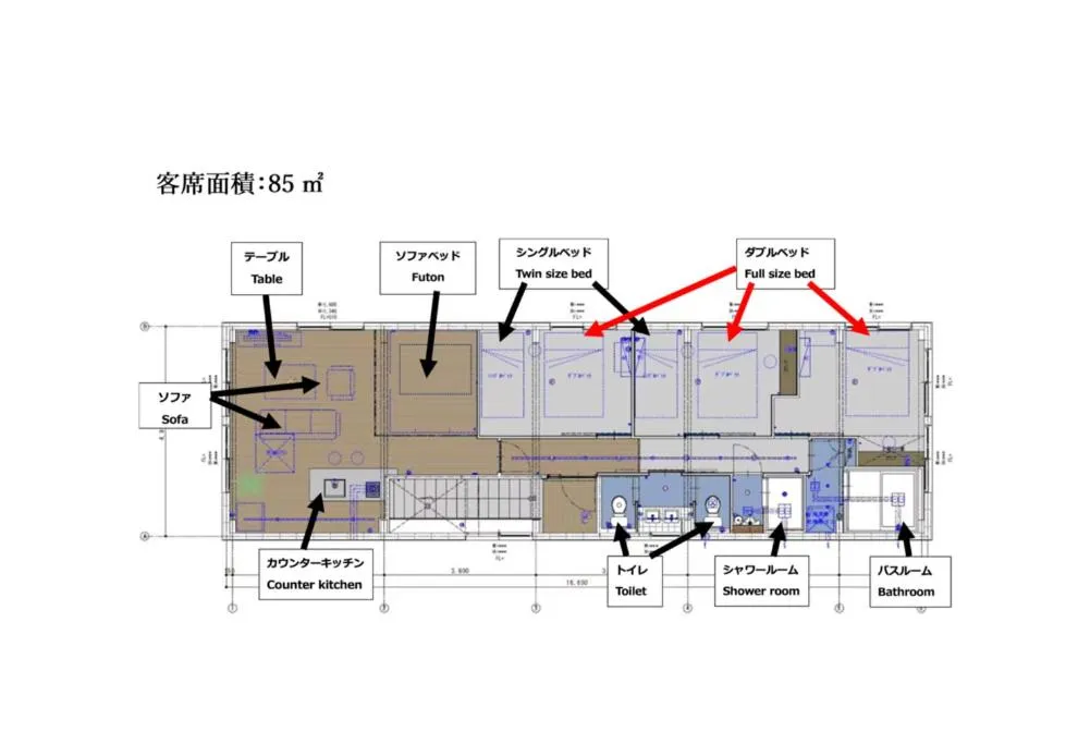 Floor plan in Rakuna Inn 遊 Kinshicho