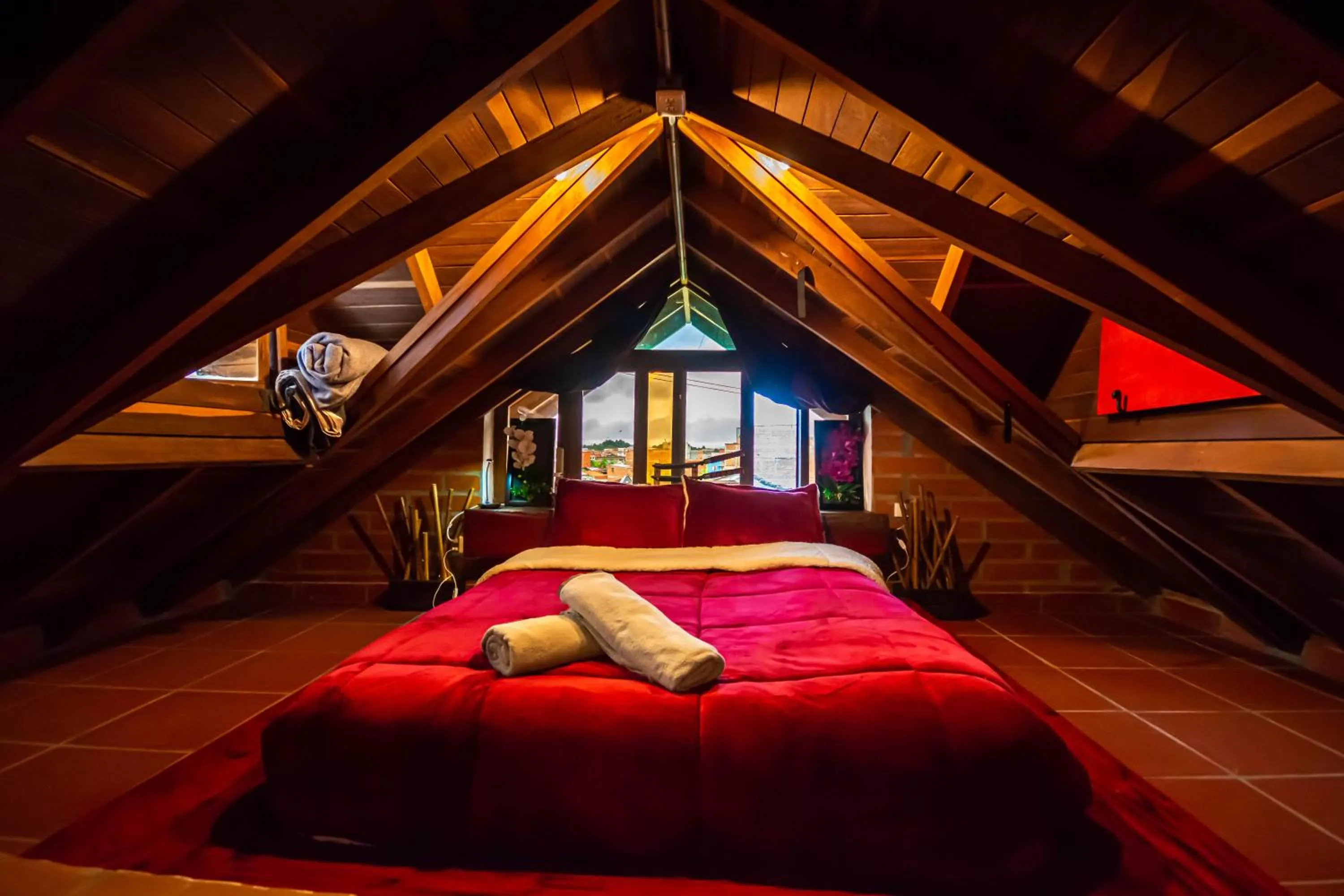 Bed in Hotel Spa Bliss Guatape