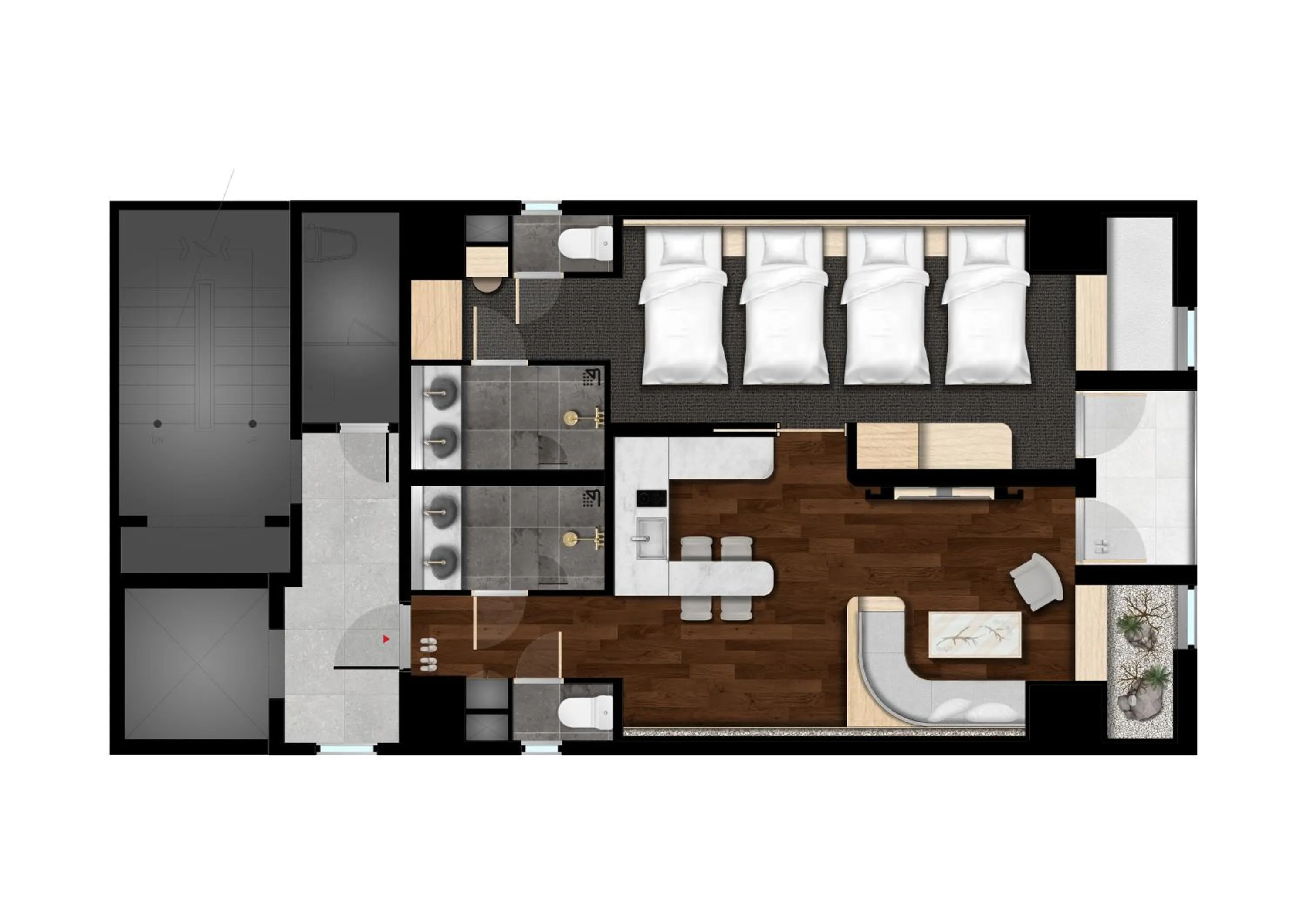 Floor plan in UH Suite Namba Station