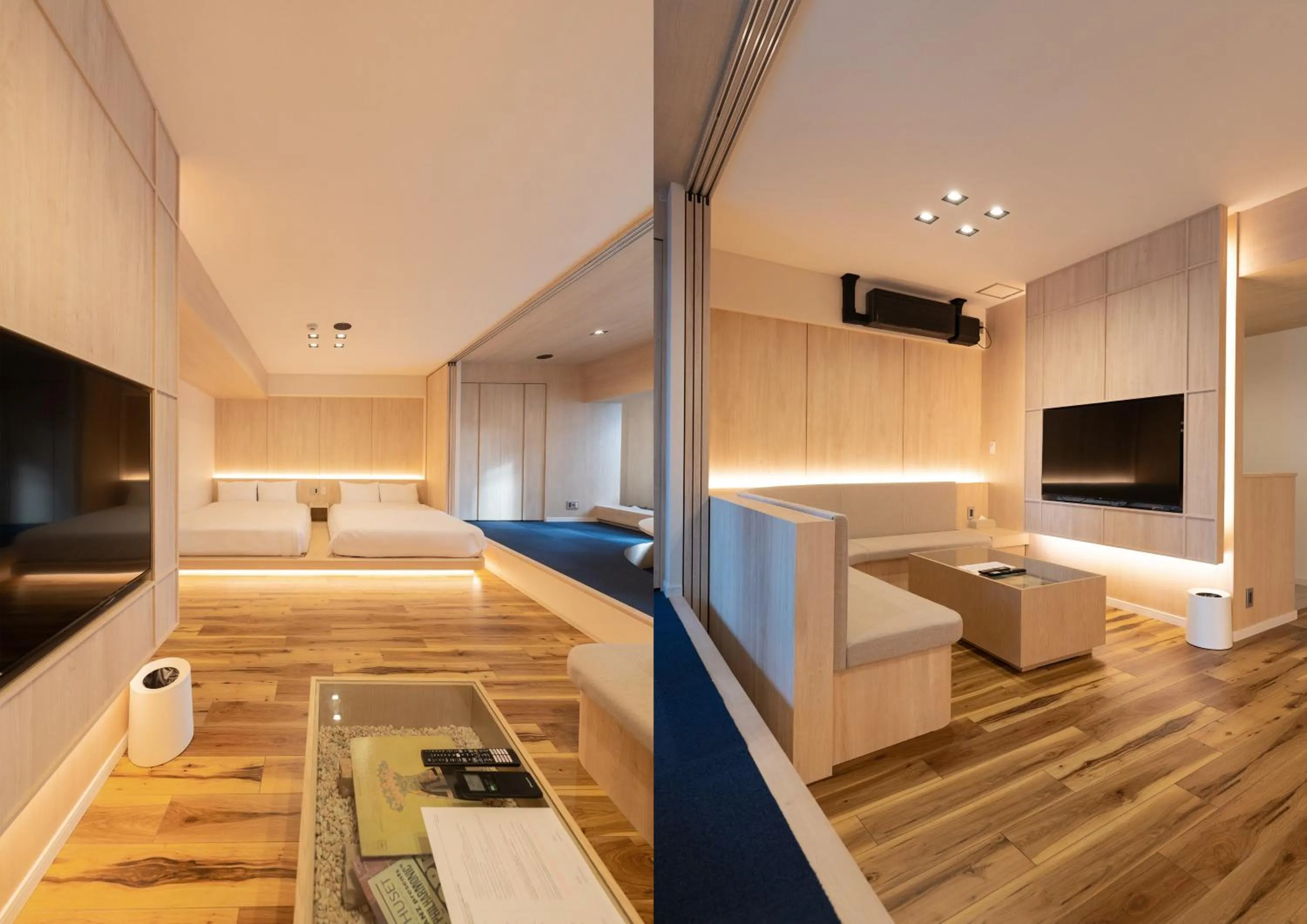 Living room, Bed in UH Suite Namba Station