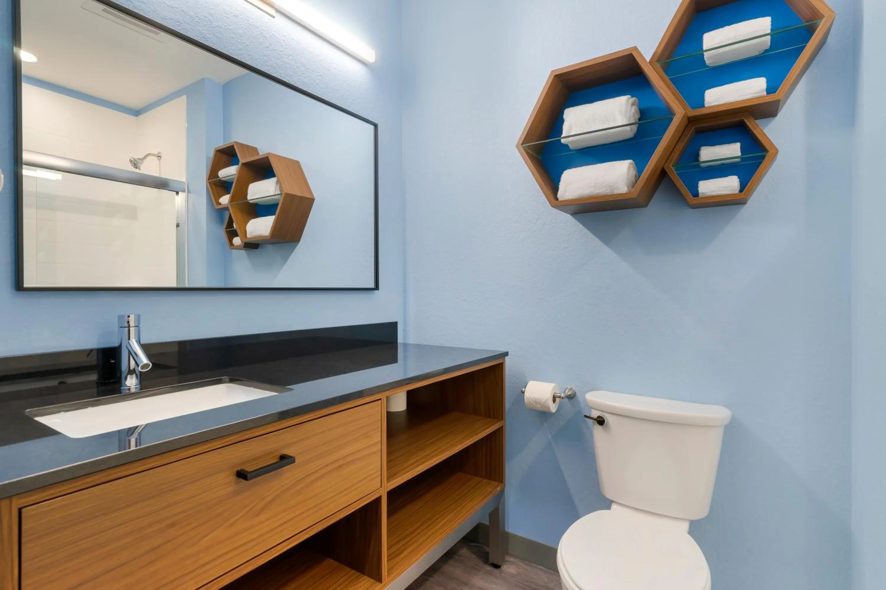 Bathroom in HomeTowne Studios by Red Roof Tampa - Airport