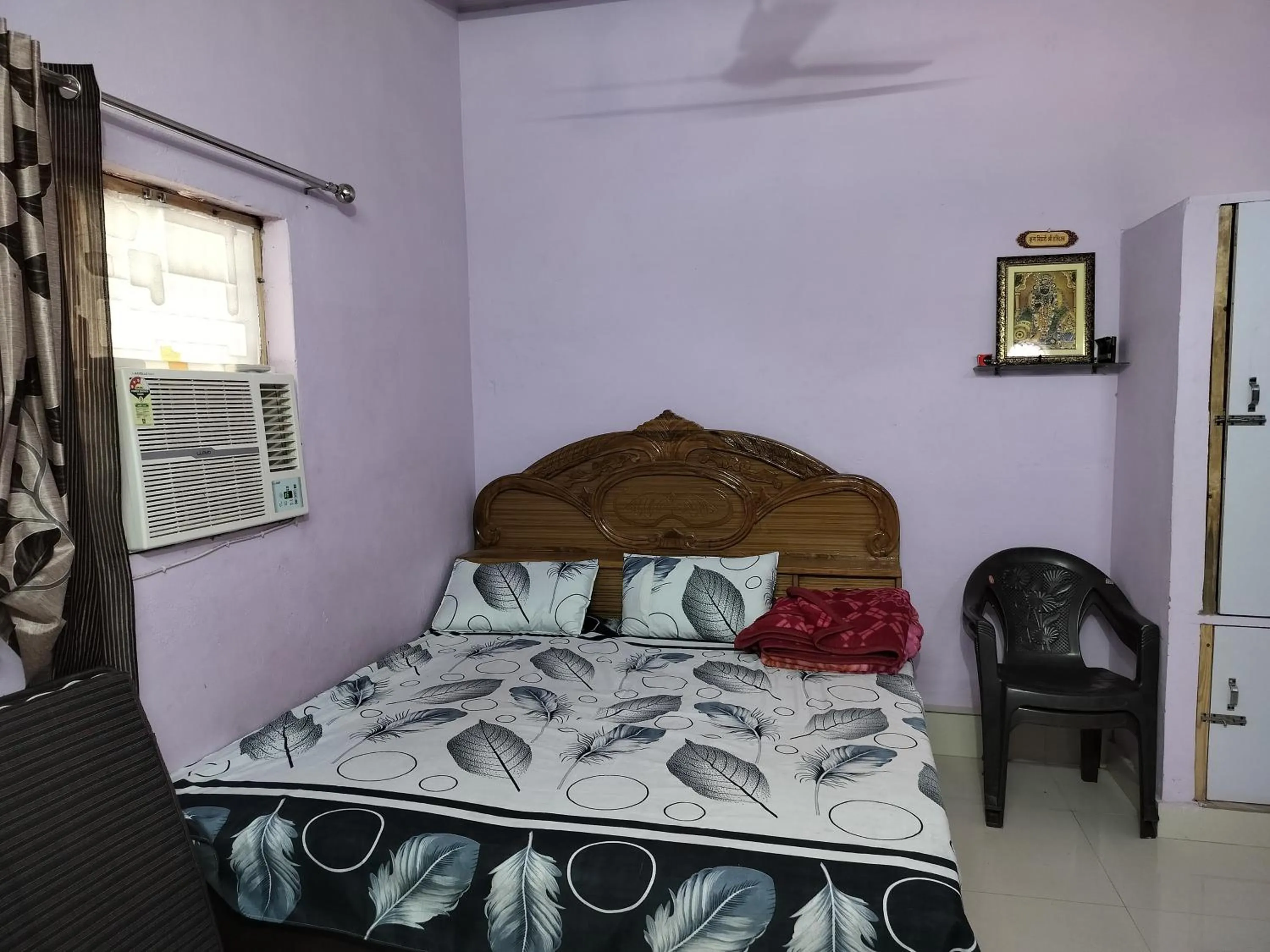 Bed in Shri Krishna Kunj homestay