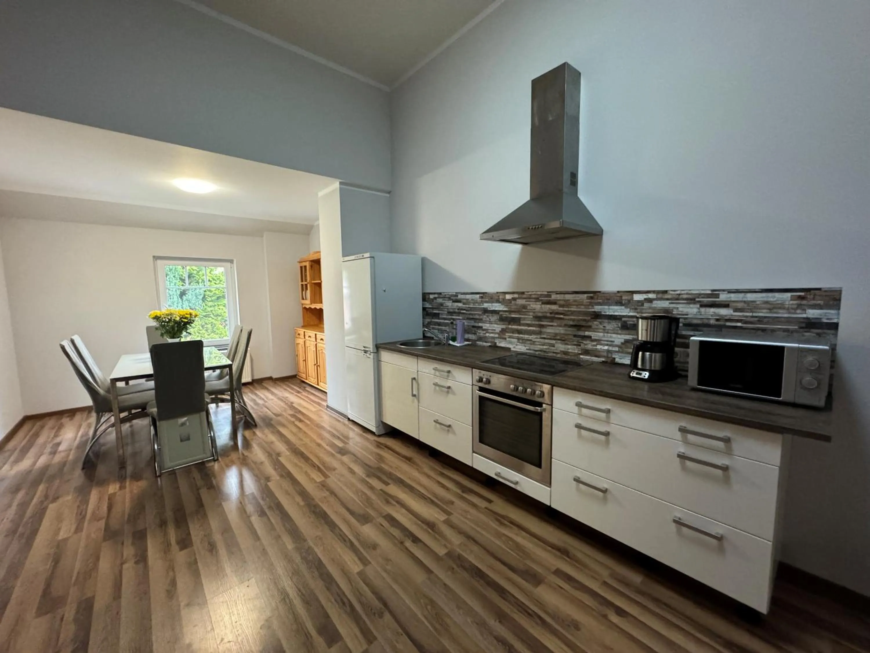 Kitchen or kitchenette in Pension Lindenhof Drabsch