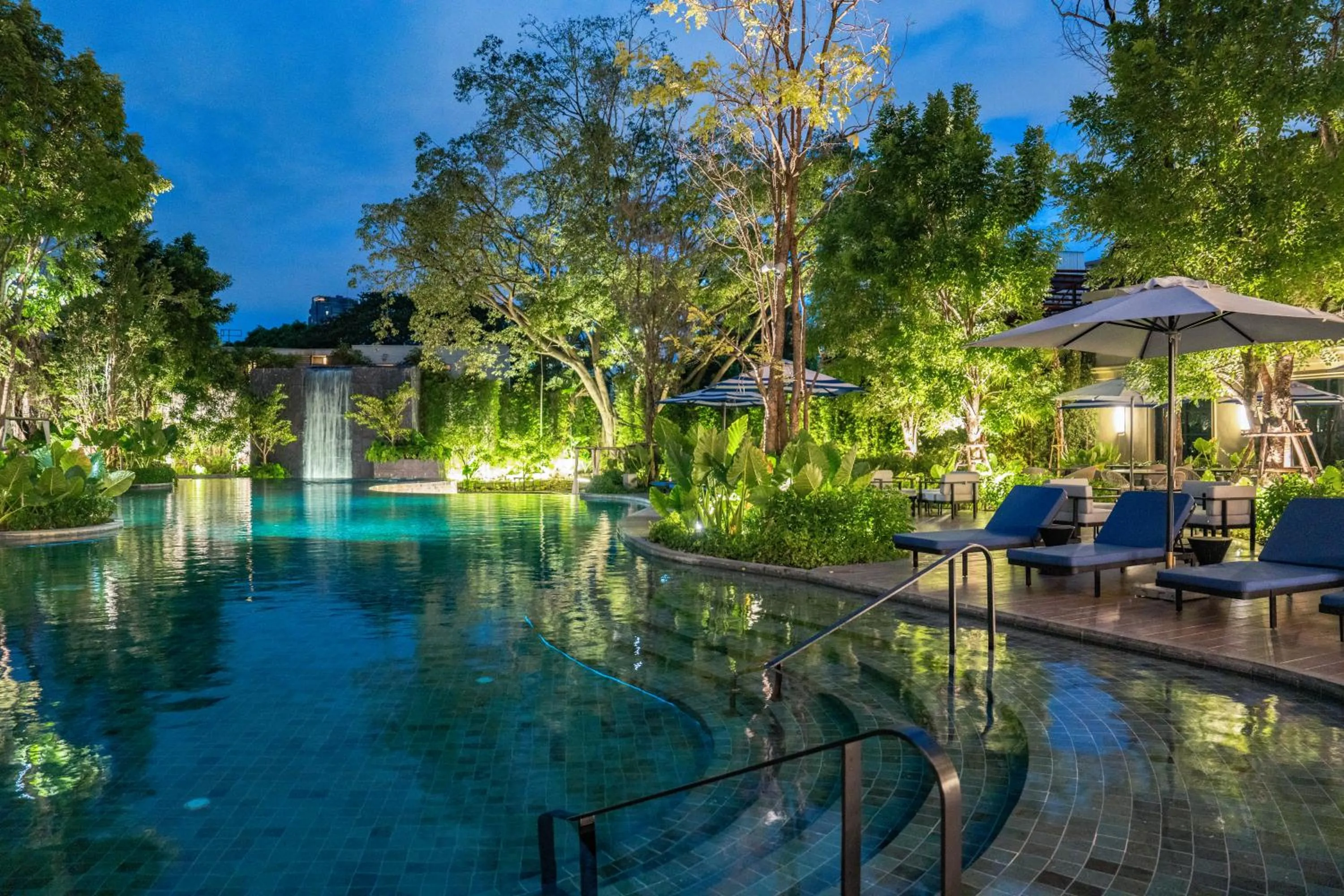 Pool view in Marriott Executive Apartments, Bangkok Townhall Sukhumvit