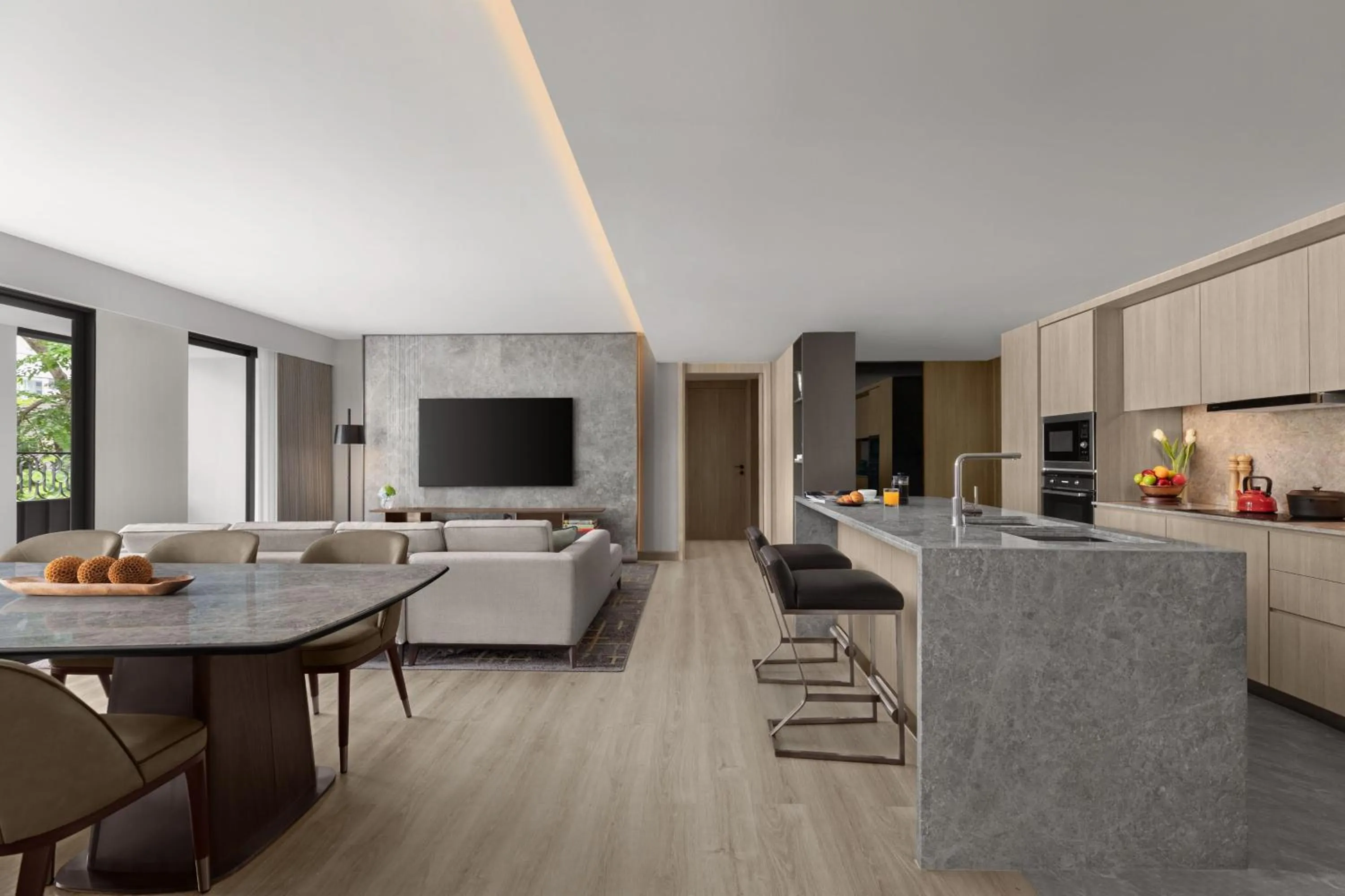 Living room in Marriott Executive Apartments, Bangkok Townhall Sukhumvit