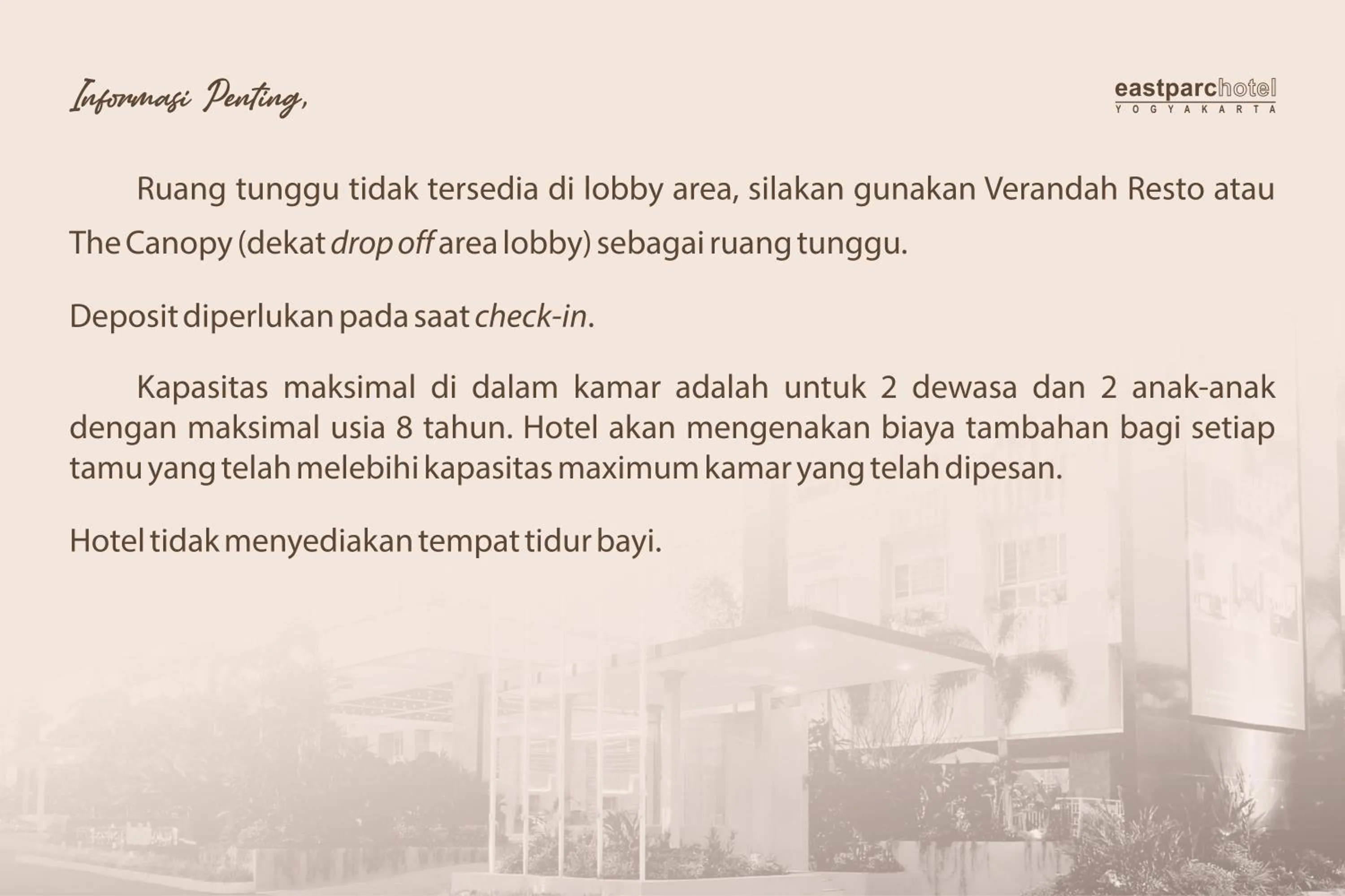 Text overlay in Eastparc Hotel Yogyakarta