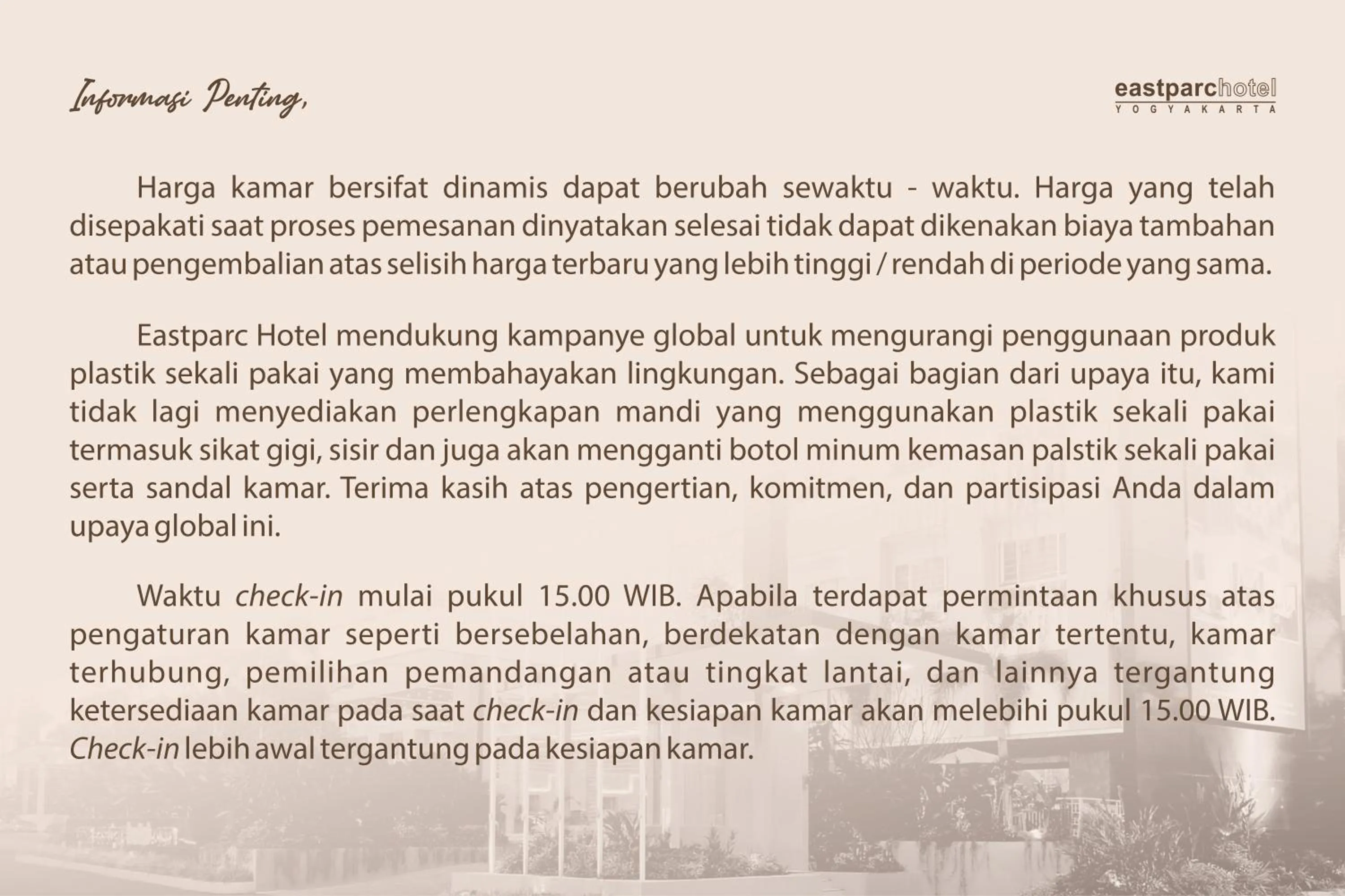 Text overlay in Eastparc Hotel Yogyakarta