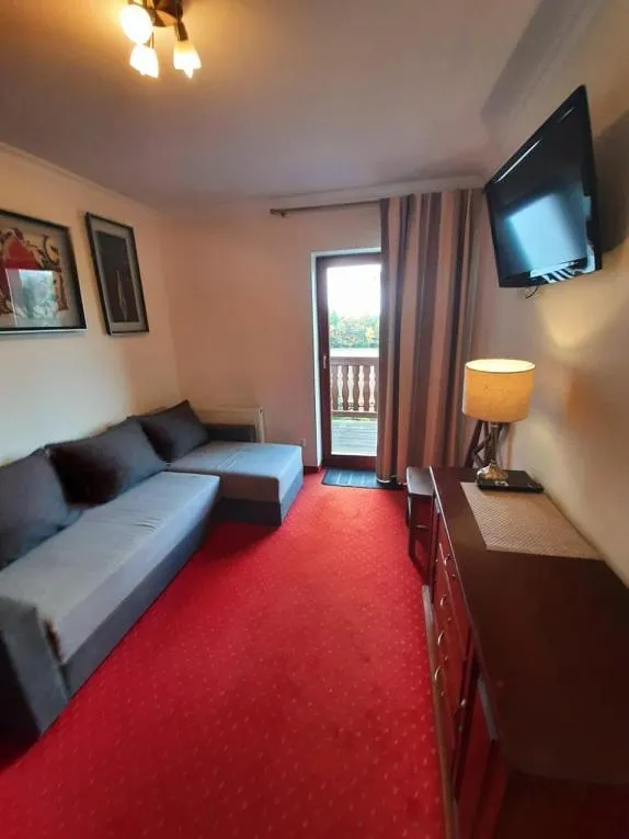 Living room, Bed in Dworek Szwajcaria