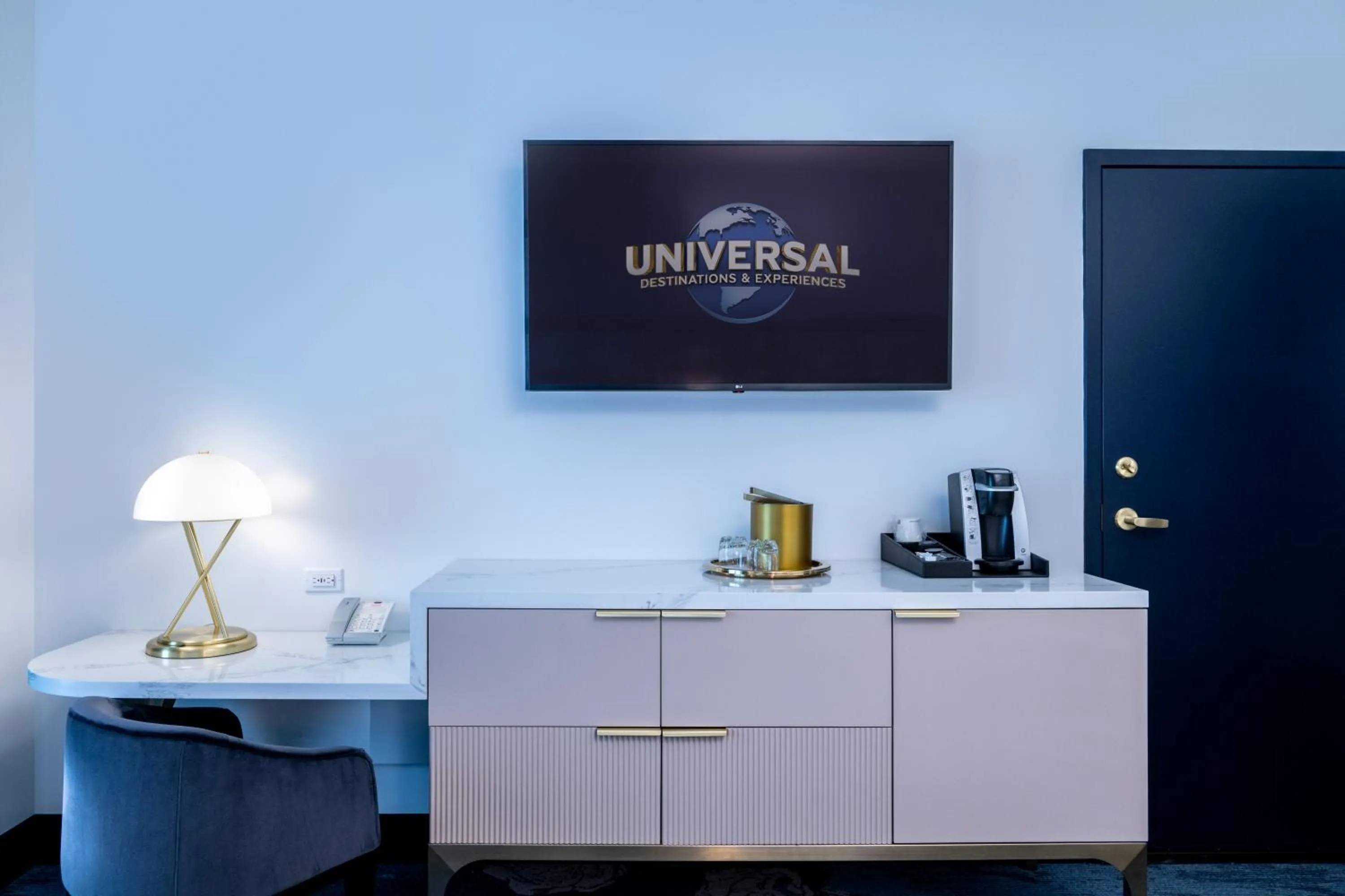 Bedroom in Universal's Helios Grand Hotel, a Loews Hotel