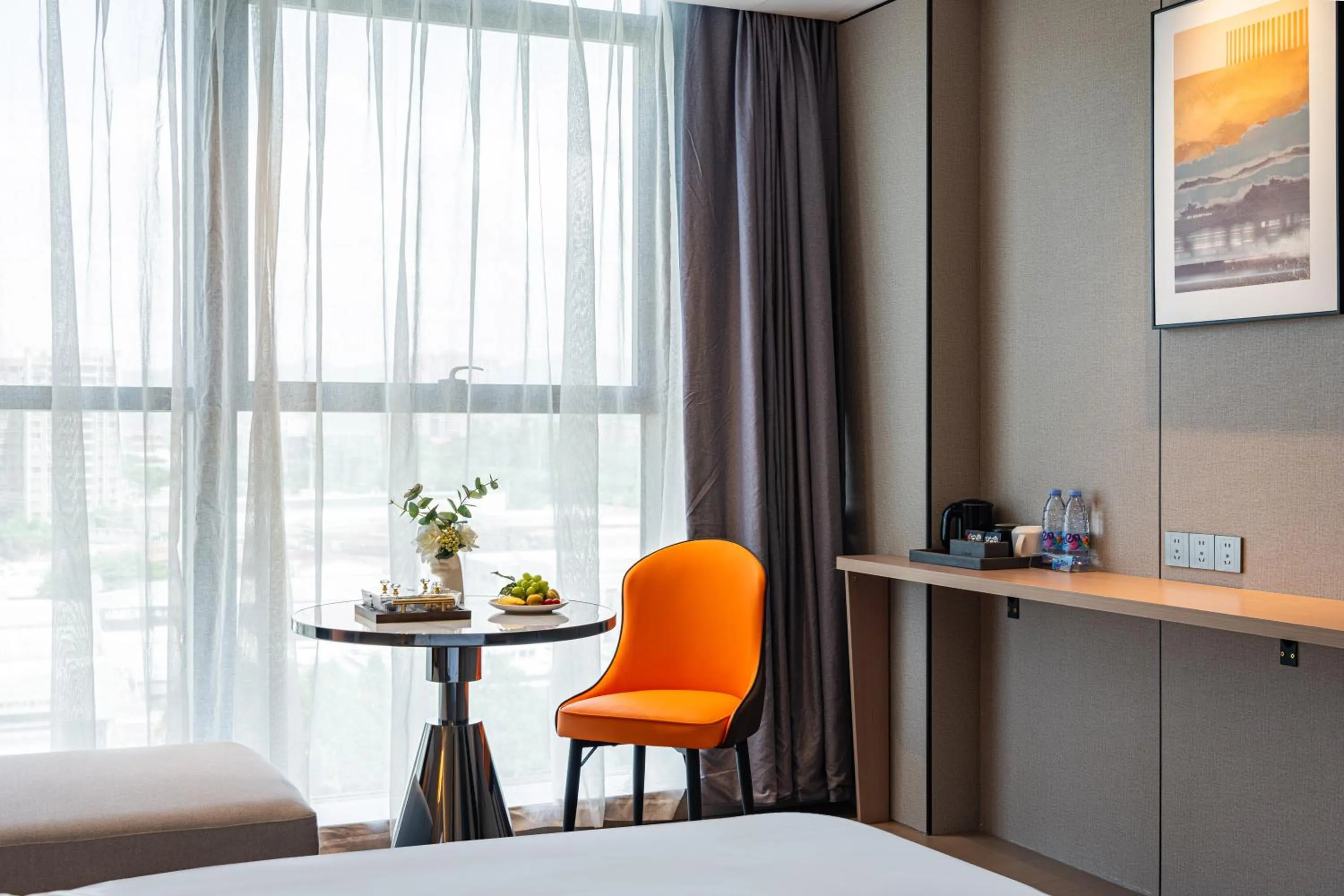 Decorative detail, Bed in Poltton Century Hotel Yangjiang Jinshan Road