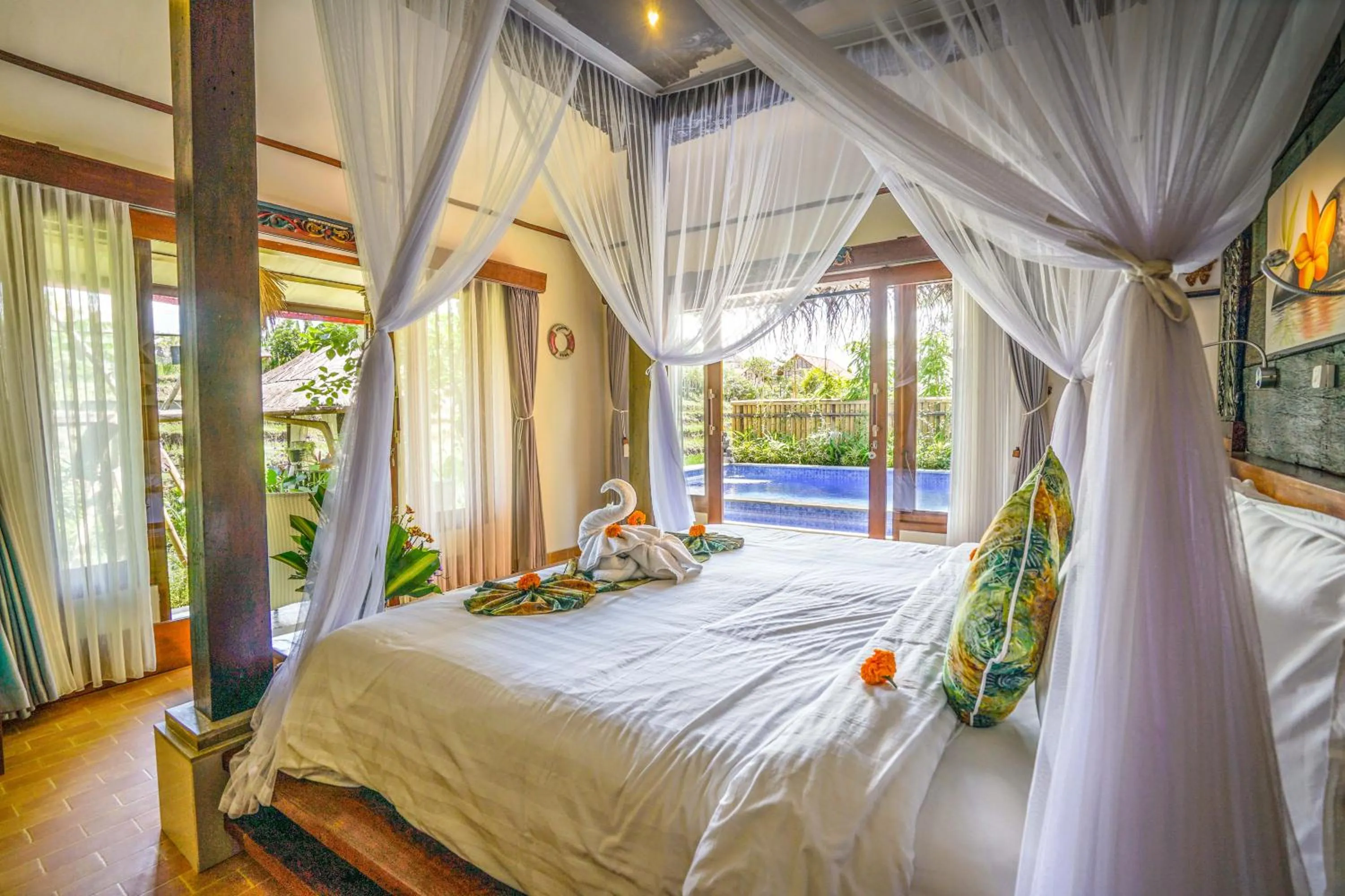 Shower, Bed in KTS Balinese Villas