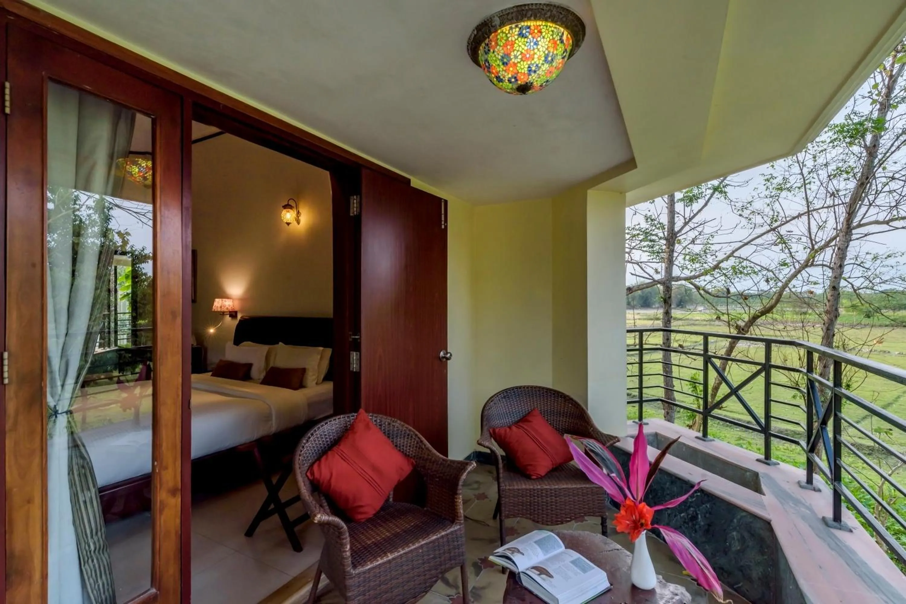 Balcony/Terrace, Bed in The Riverwood Forest Retreat Dooars - fully vaccinated staff