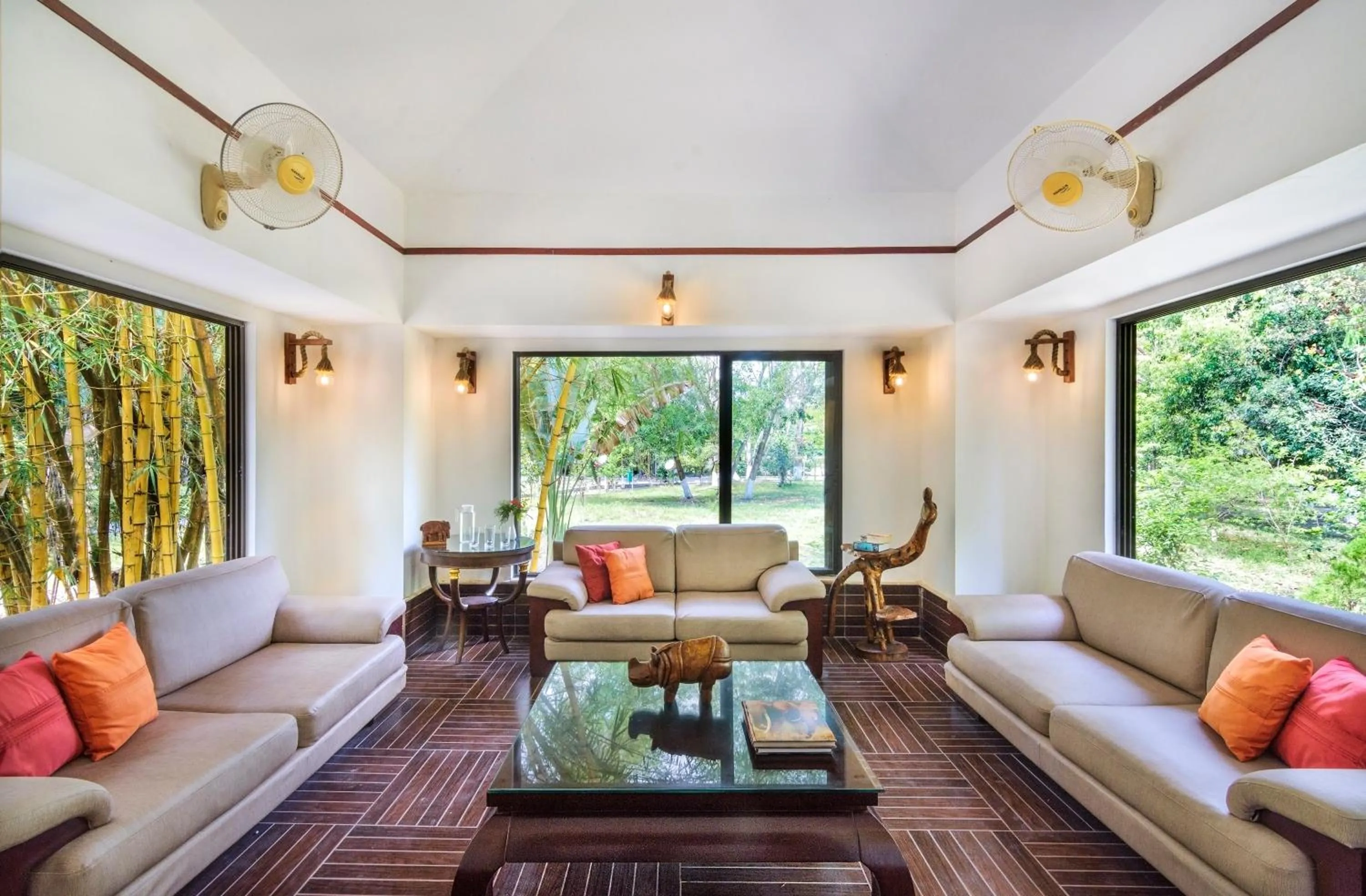 Seating area in The Riverwood Forest Retreat Dooars - fully vaccinated staff