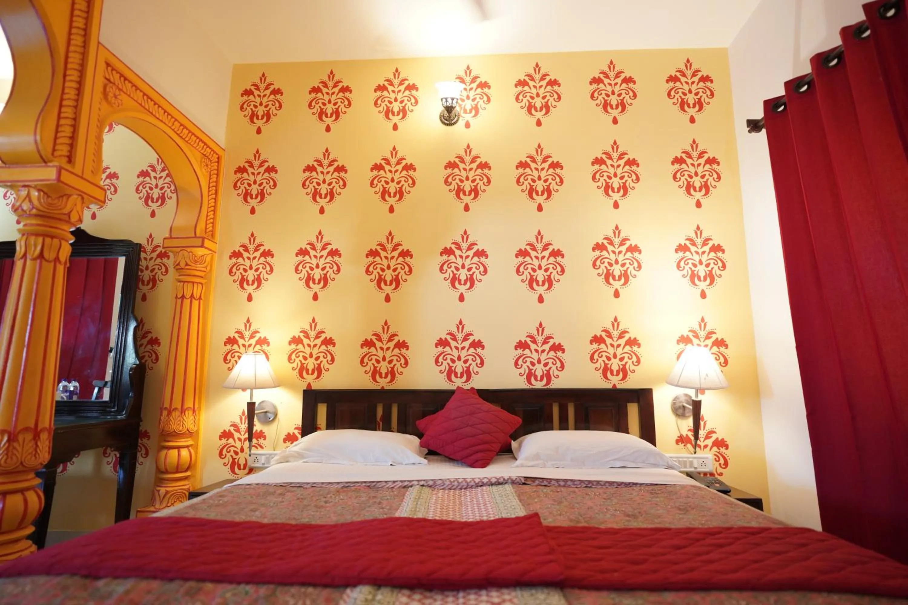 Bed in Haveli Kalwara - A Heritage Hotel