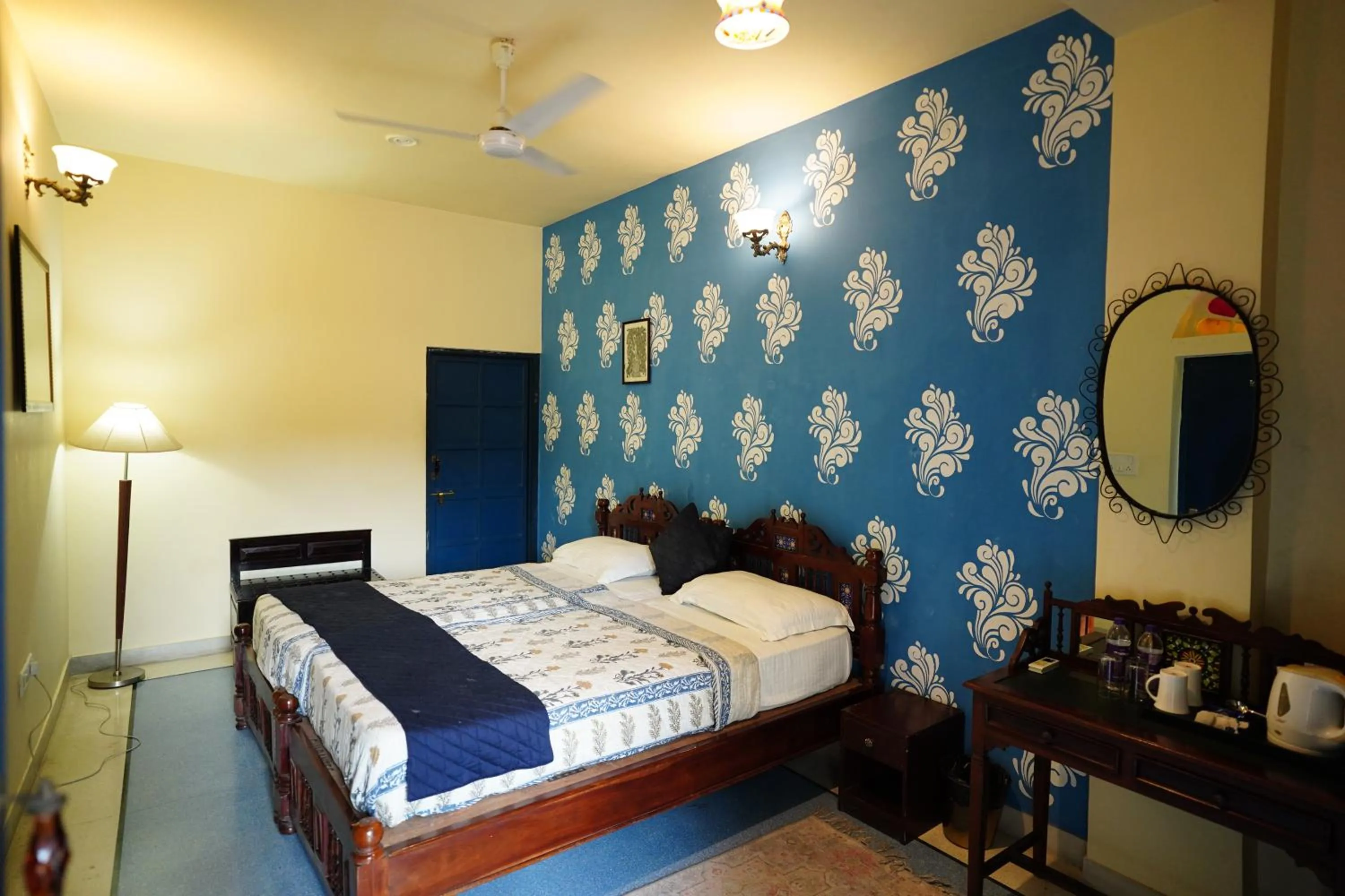 Bed in Haveli Kalwara - A Heritage Hotel