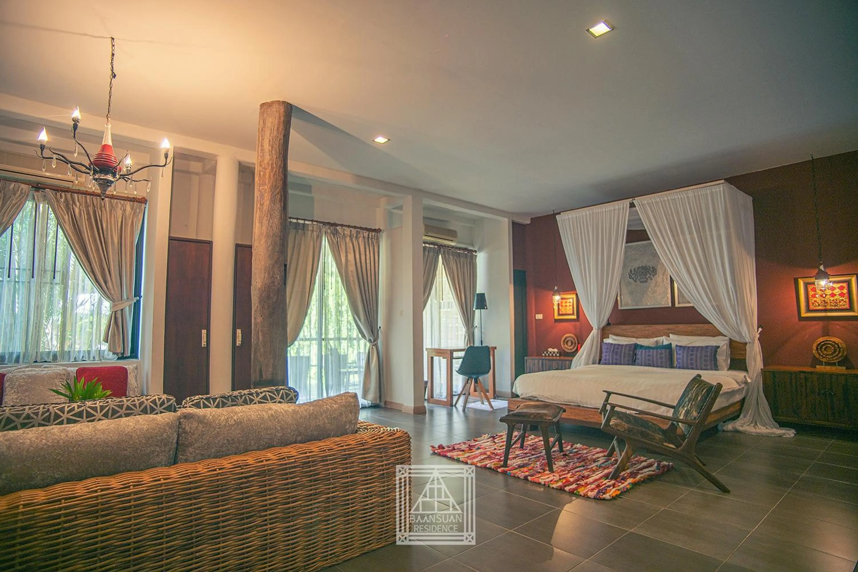 Bed in Baan Suan Residence เฮือนพักบ้านสวน