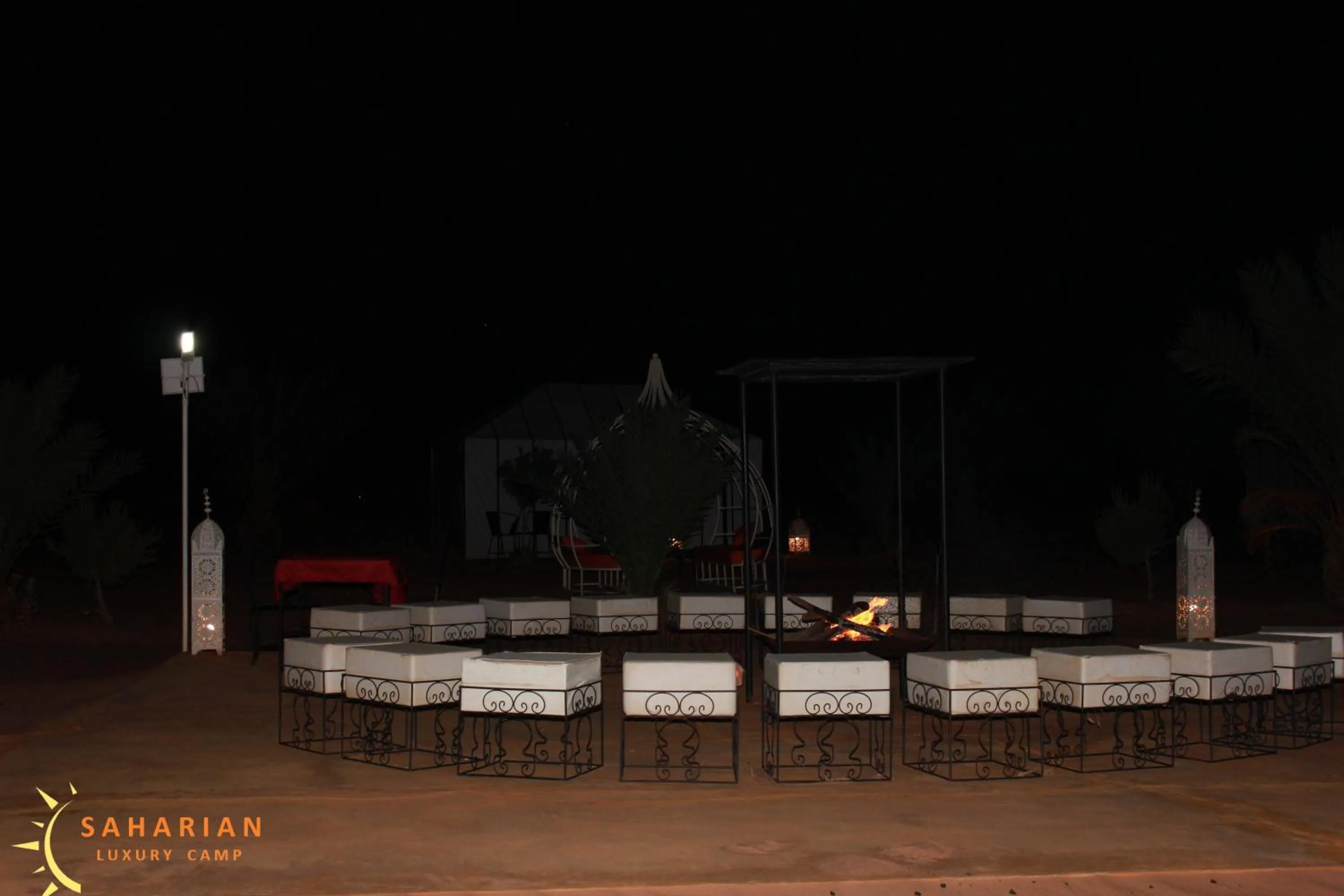 Seating area in Merzouga Luxury Camp