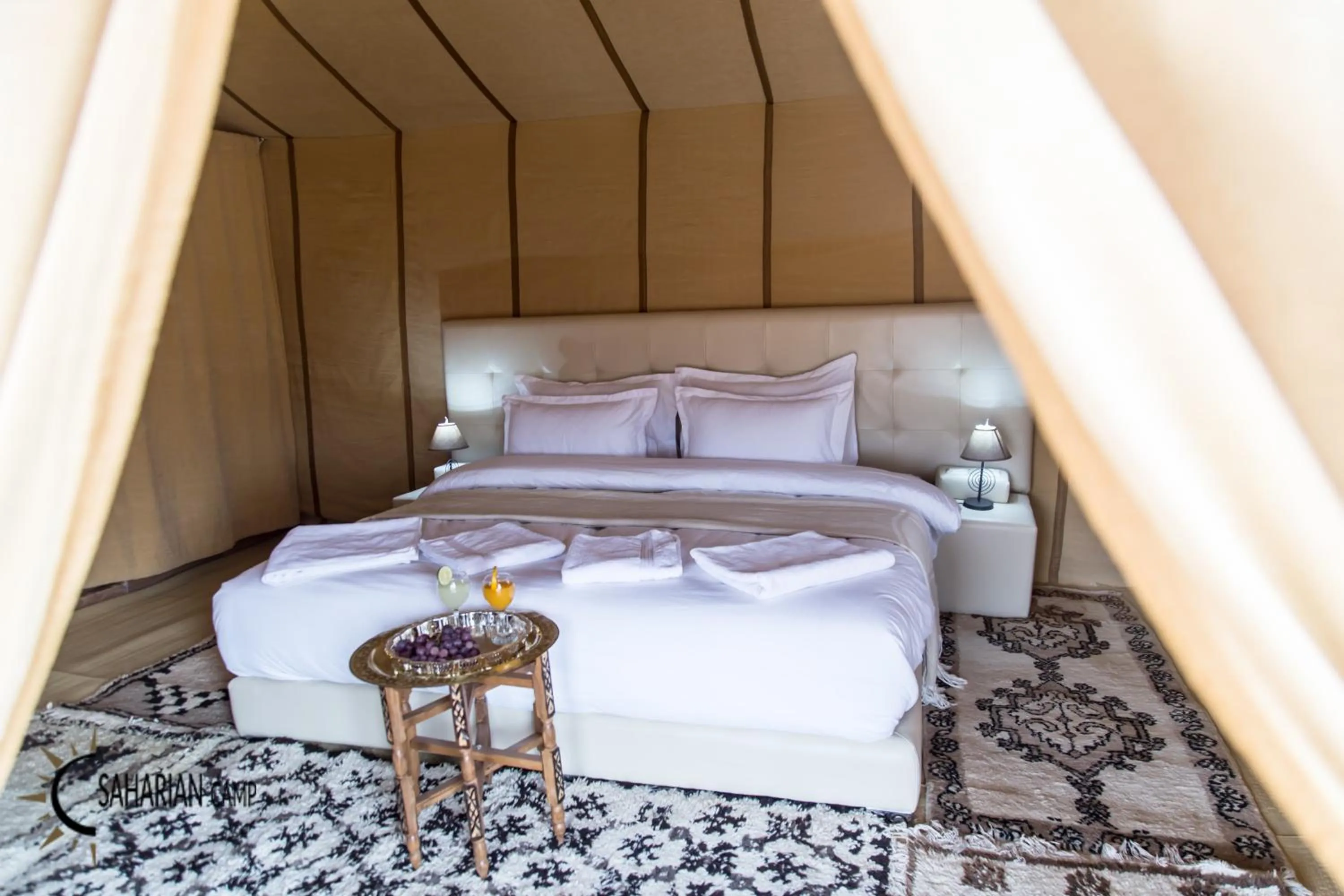 Bedroom, Bed in Merzouga Luxury Camp