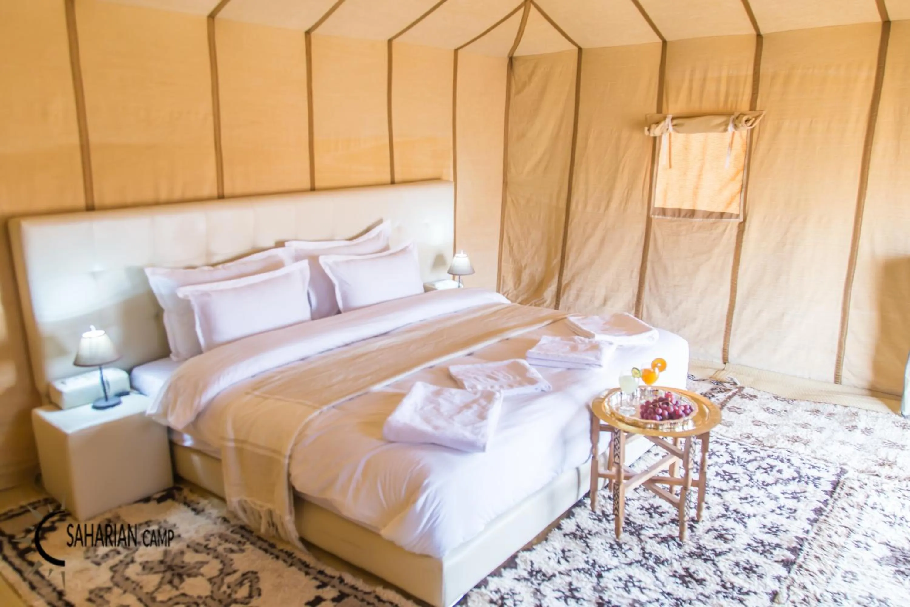 Bedroom, Bed in Merzouga Luxury Camp