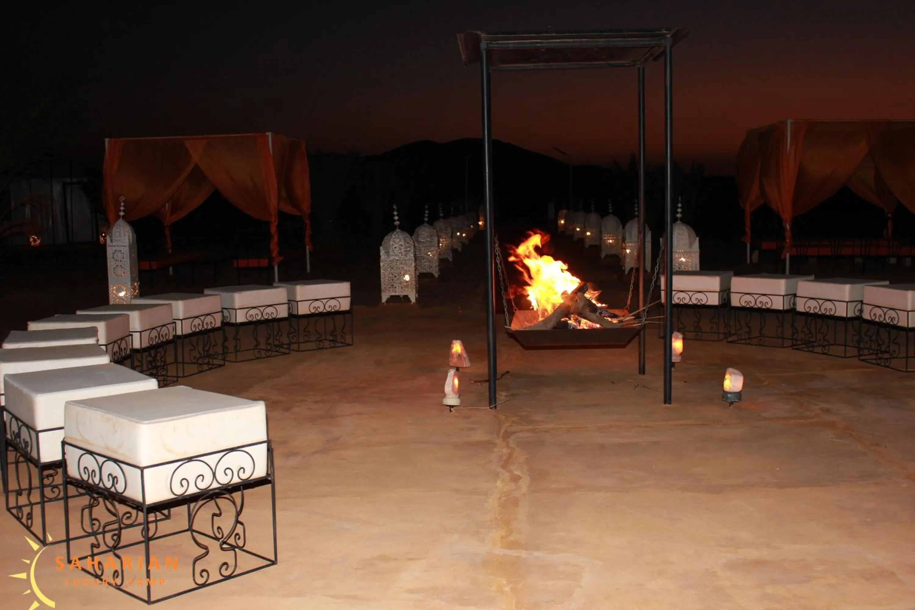 fireplace in Merzouga Luxury Camp