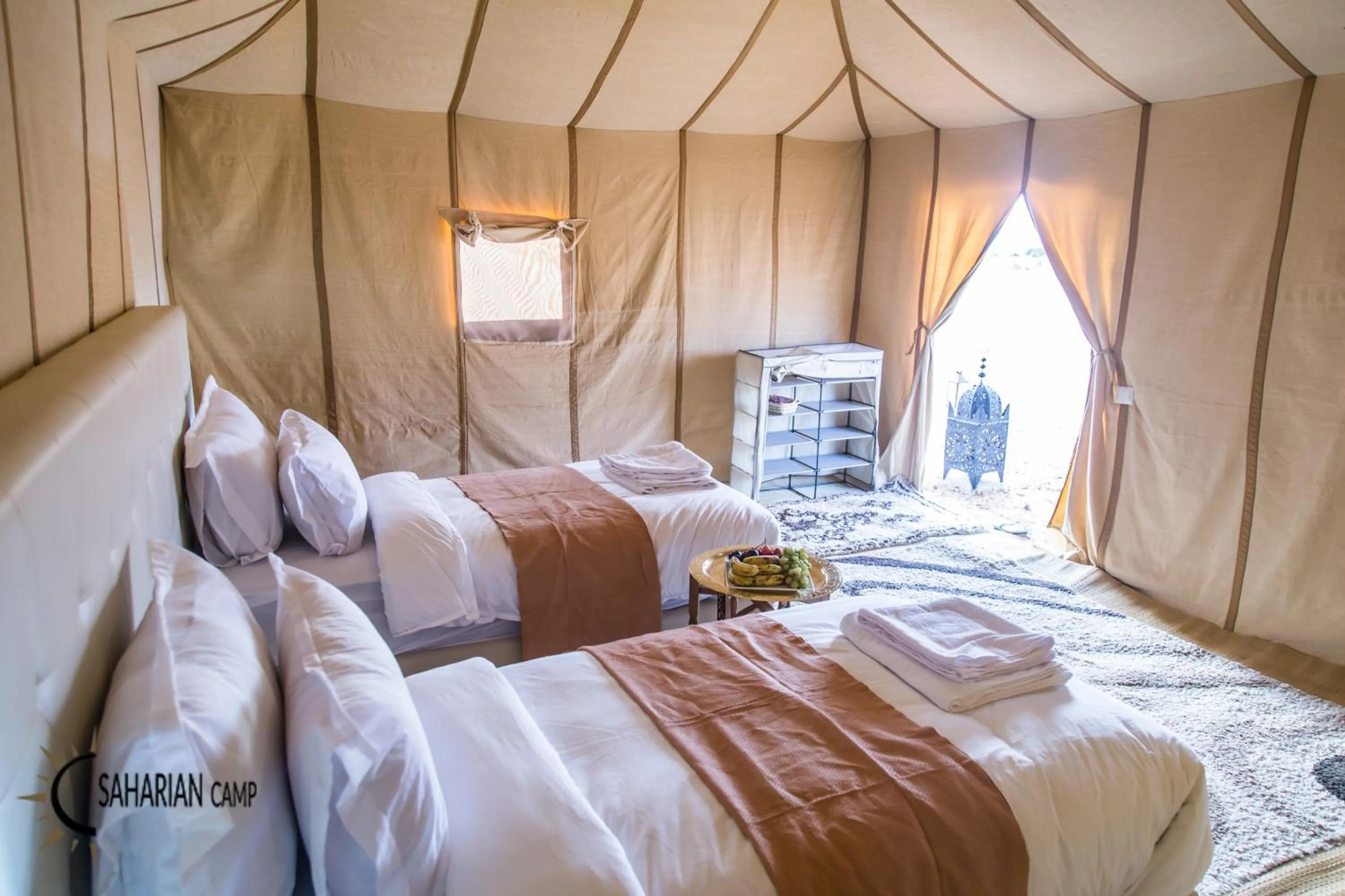 Photo of the whole room, Bed in Merzouga Luxury Camp