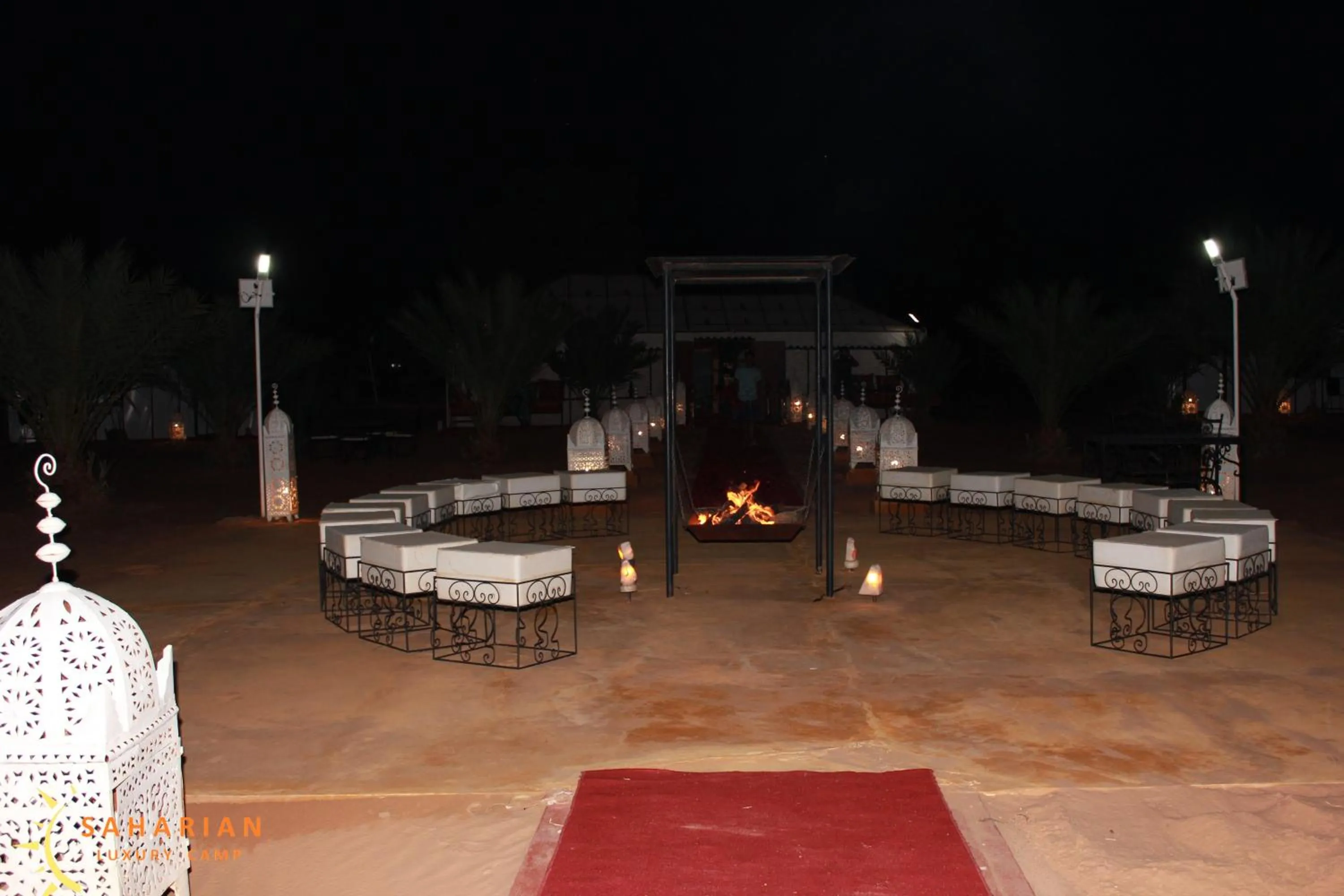 Seating area in Merzouga Luxury Camp