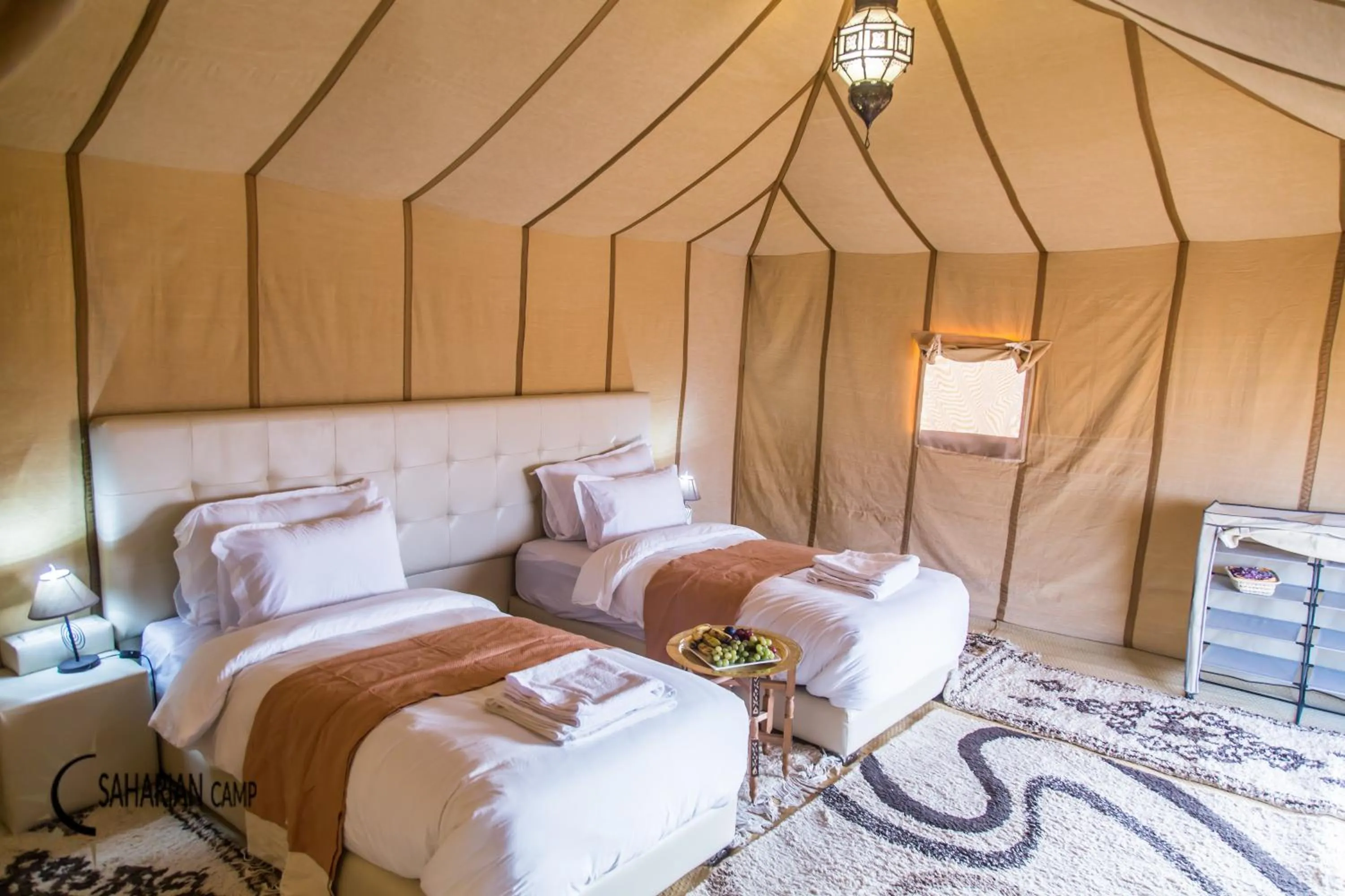 Photo of the whole room, Bed in Merzouga Luxury Camp