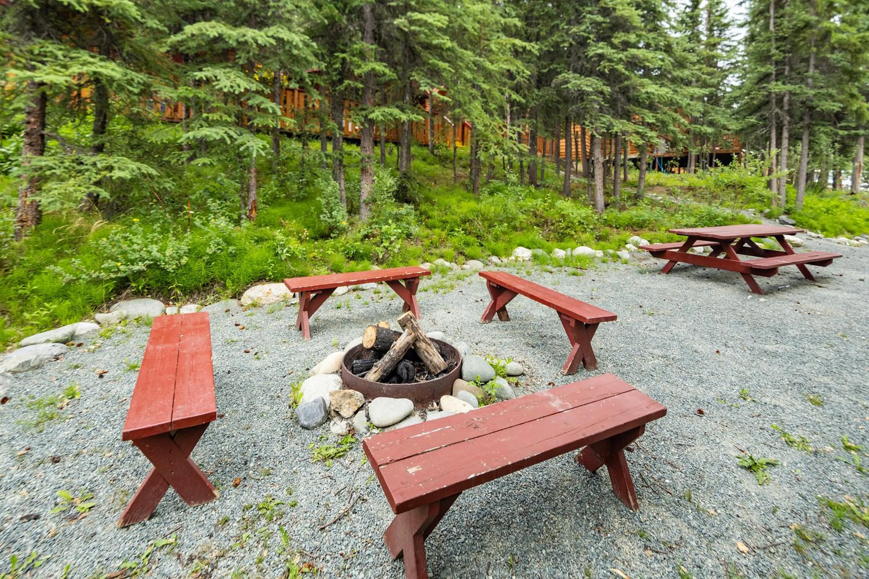 fireplace in Denali Crow's Nest Cabins