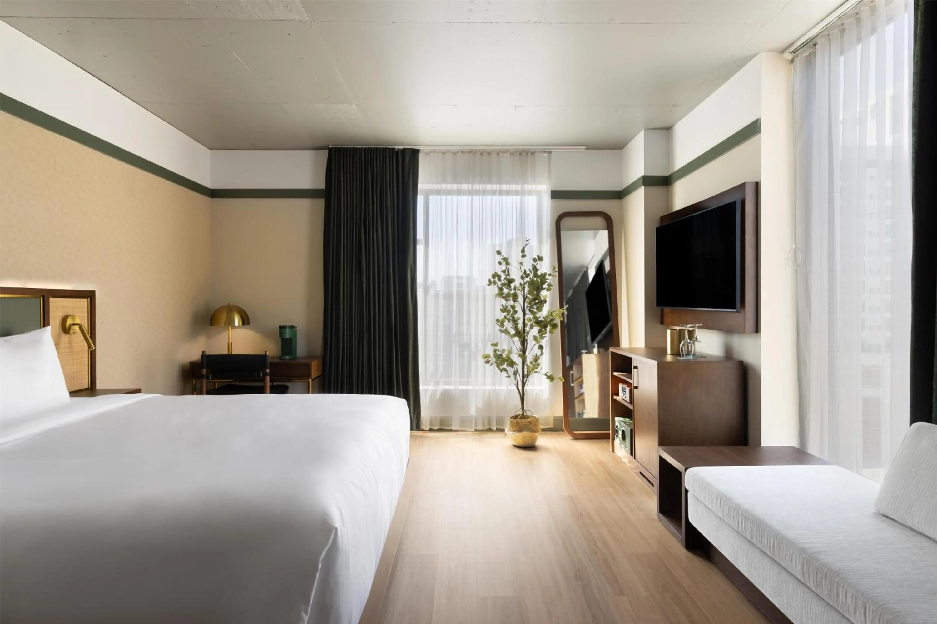 Bed in The Printing House Hotel, Tapestry Collection By Hilton