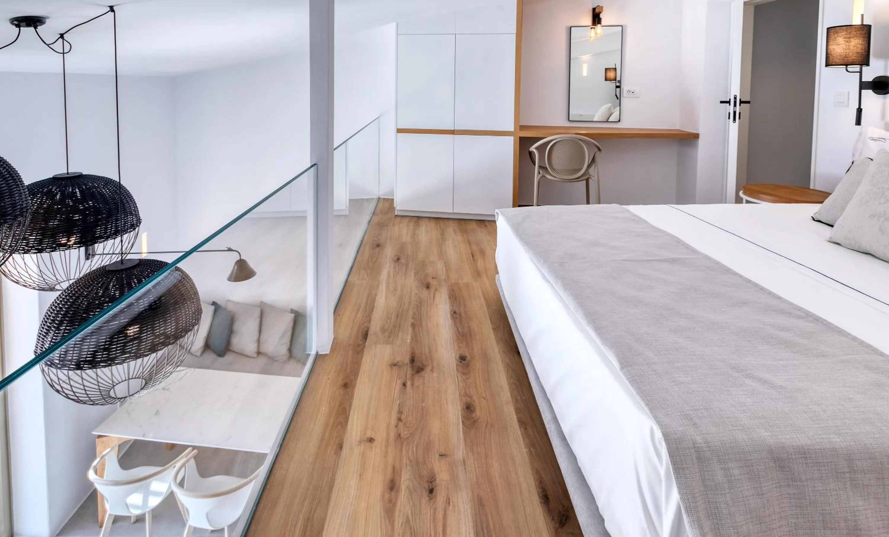 Bed in Nasta Suites & Villas Intentional Living Mykonos